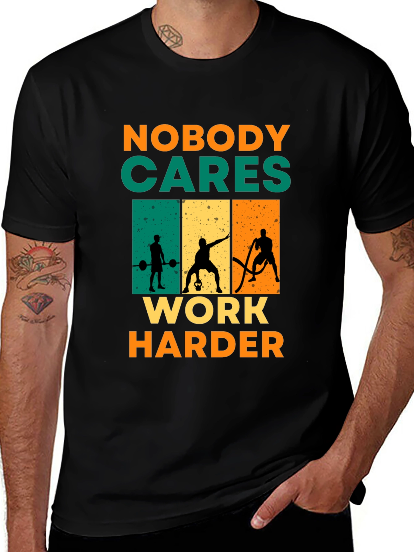 Variant 8 of Motivational Workout T-Shirt - Nobody Cares Work Harder