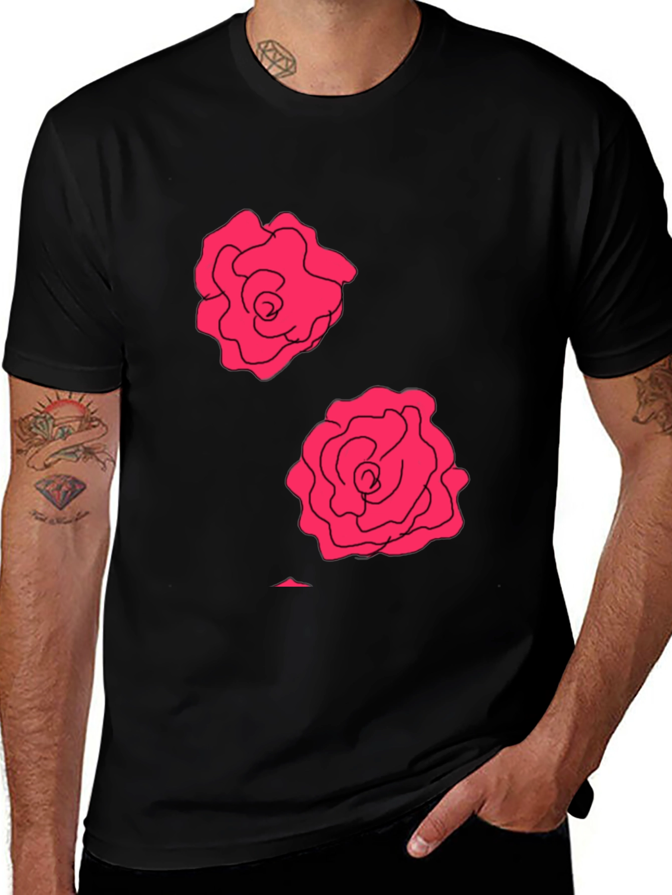 Variant 20 of Rose Graphic Black T-Shirt