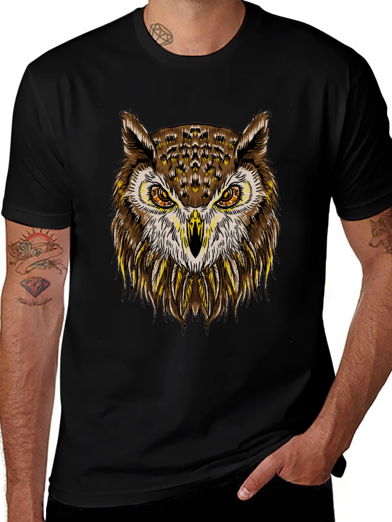 Variant 25 of Cool Owl Graphic Print Crew Neck T-Shirt