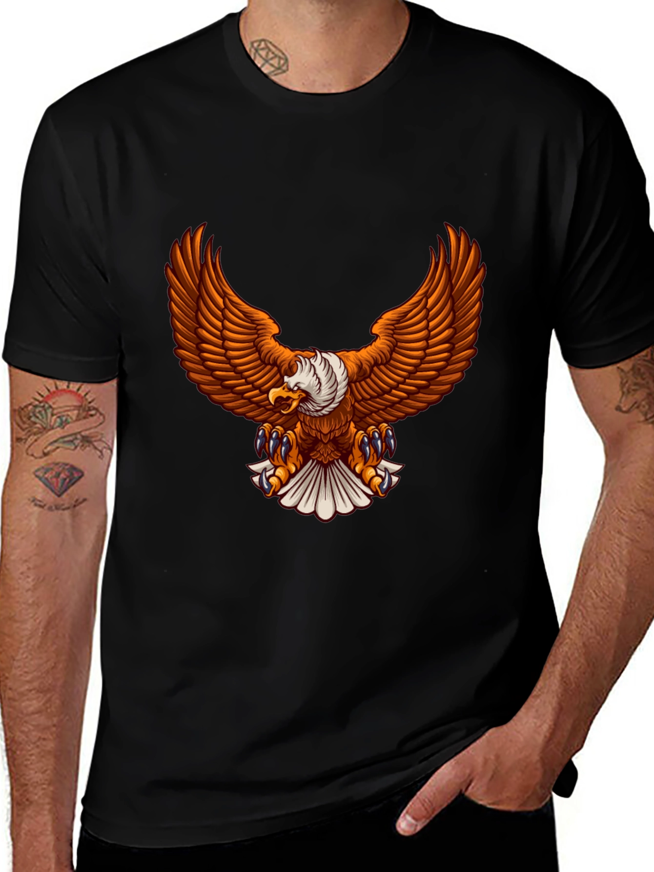 Variant 5 of Eagle Graphic Print Black T-Shirt