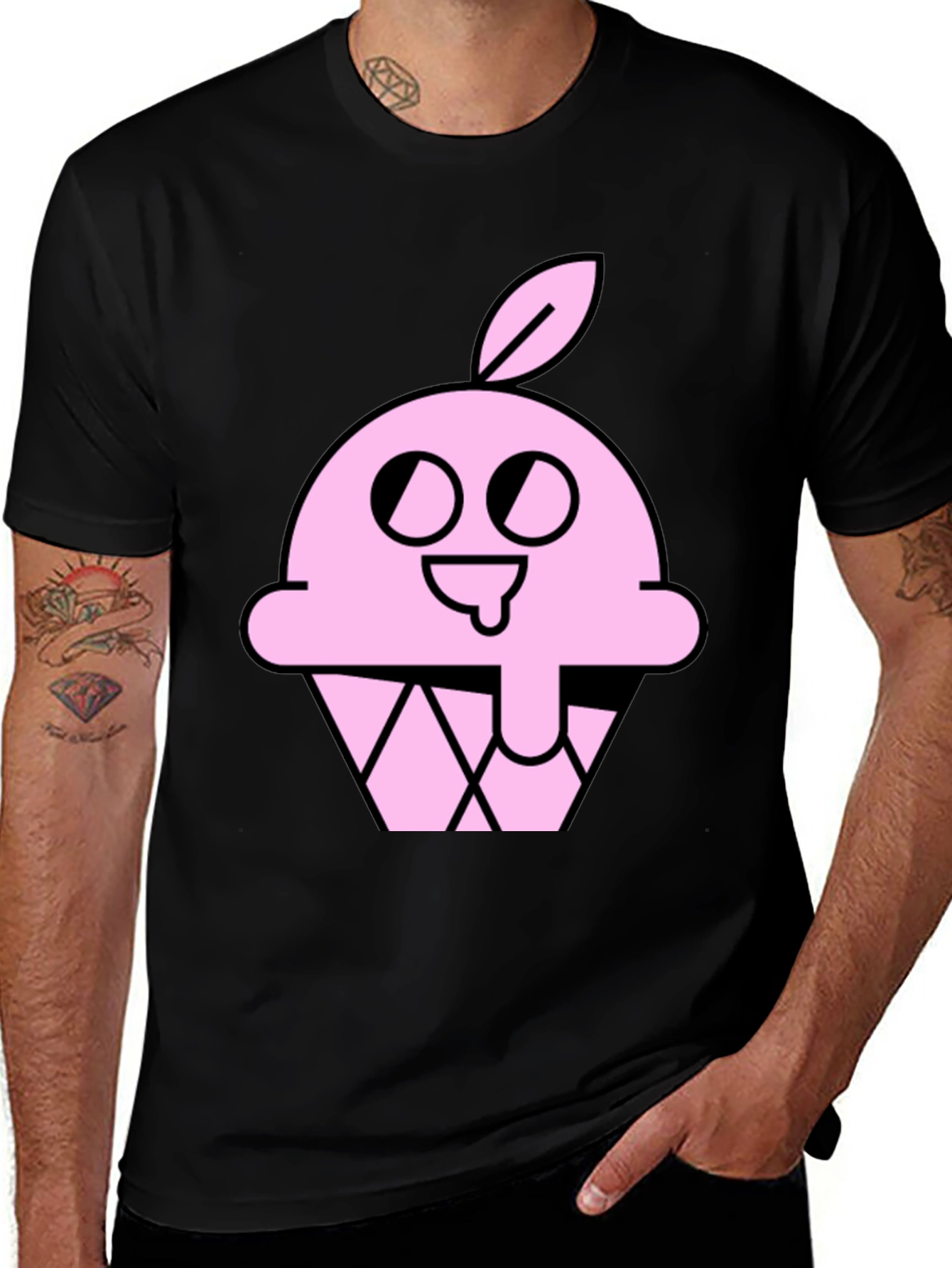 Variant 4 of Pink Cupcake Graphic Tee - Black Cotton Shirt