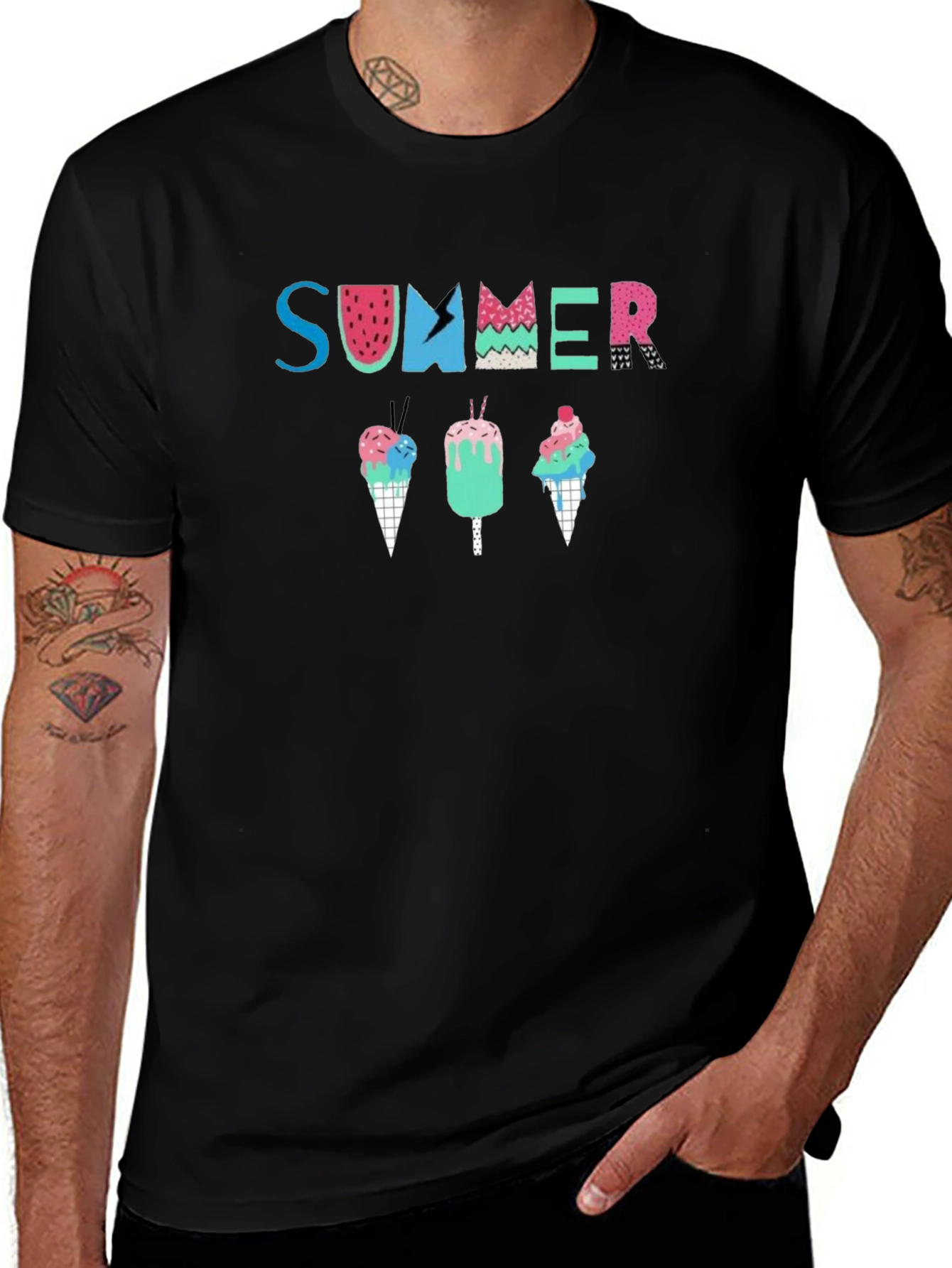 Variant 26 of Summer Ice Cream Graphic Tee - Black