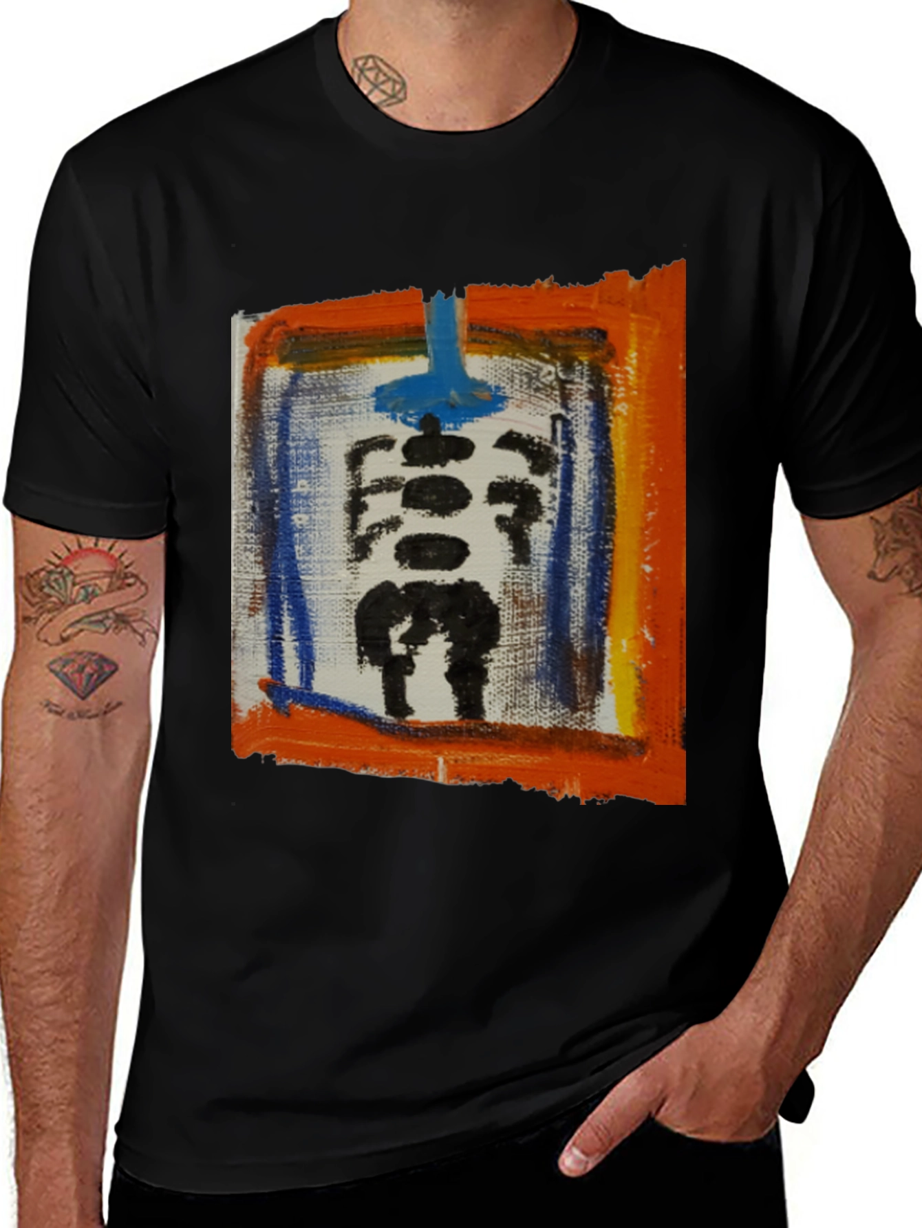 Abstract Skeleton Graphic Print Black T-Shirt
