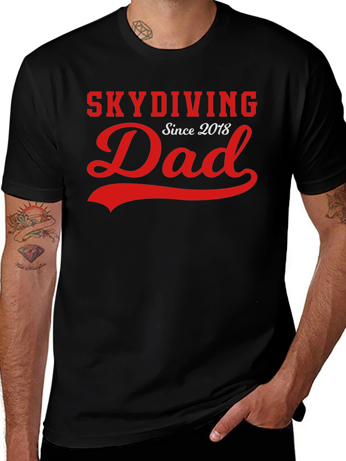Variant 22 of Skydiving Dad Since 2018 Black T-Shirt