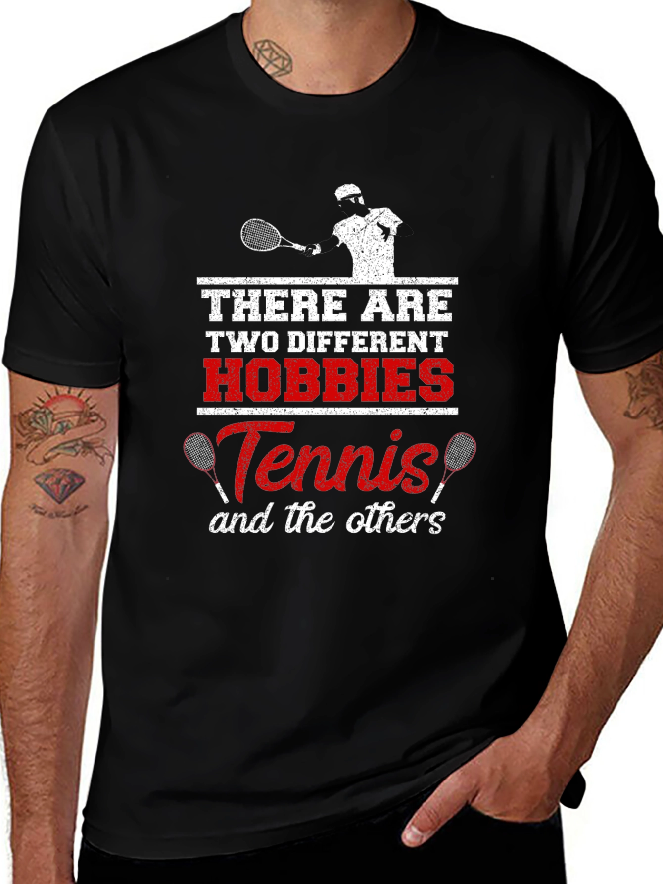 Variant 27 of Funny Tennis Hobby T-Shirt - Two Different Hobbies