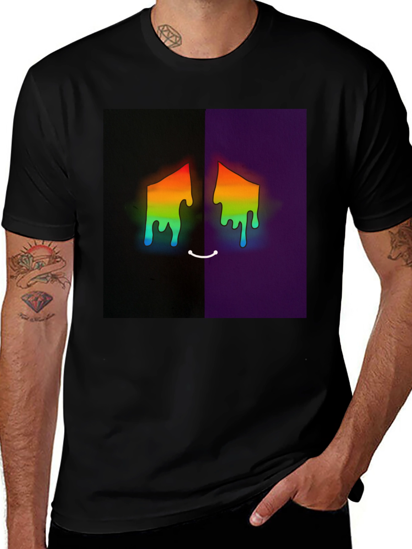 Variant 30 of Rainbow Drip Face Graphic Tee - Unisex Black T-Shirt