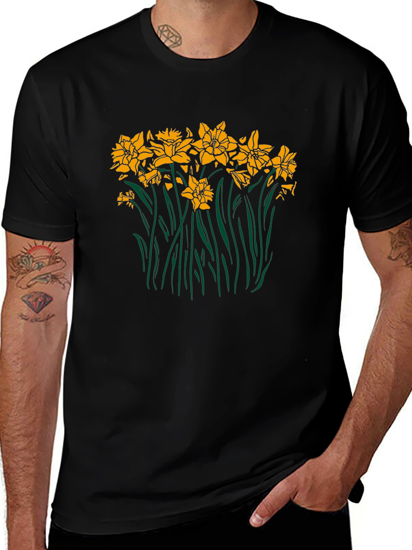 Daffodil Graphic Black T-Shirt