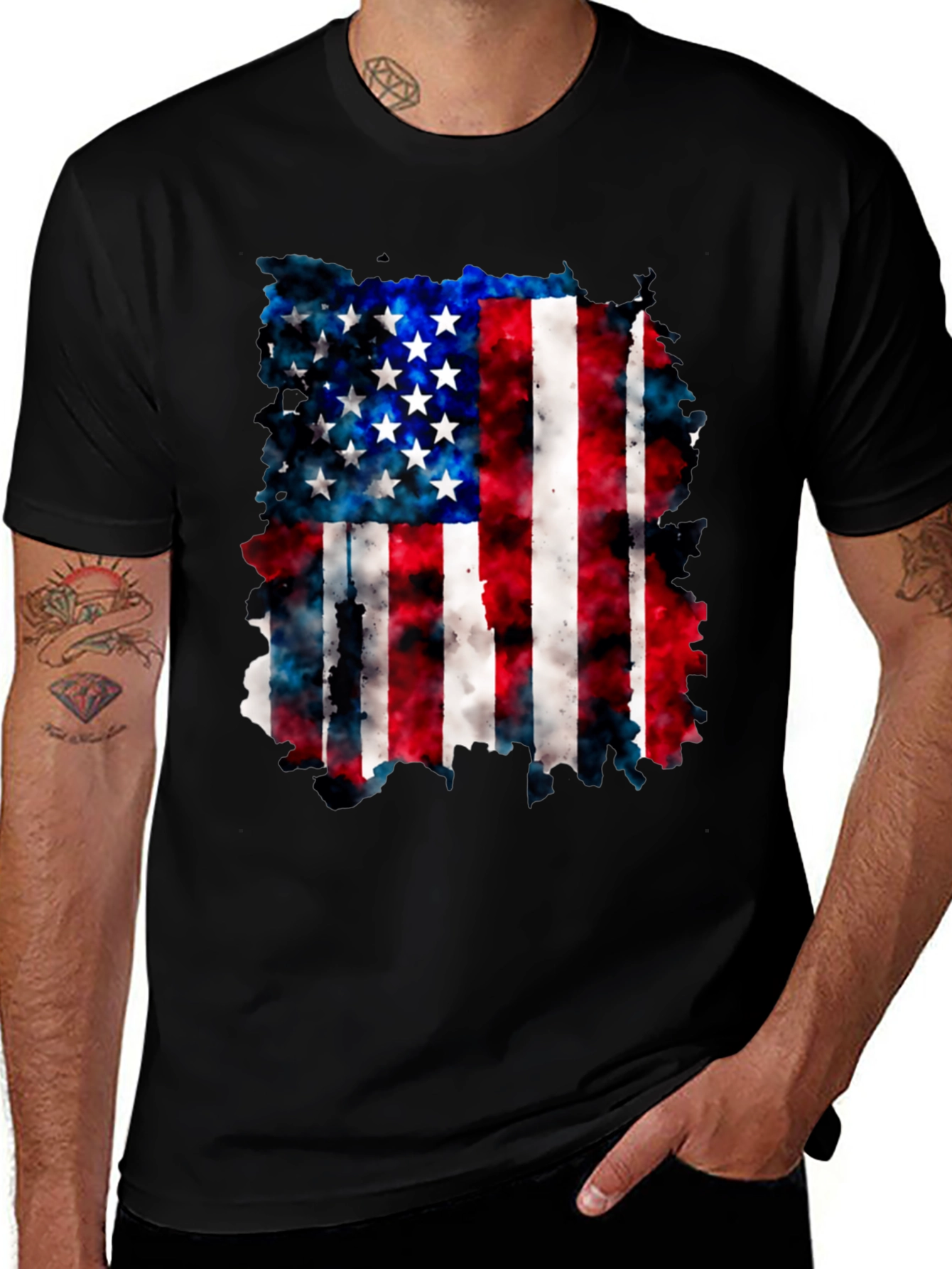 USA Flag Graphic Print Tee