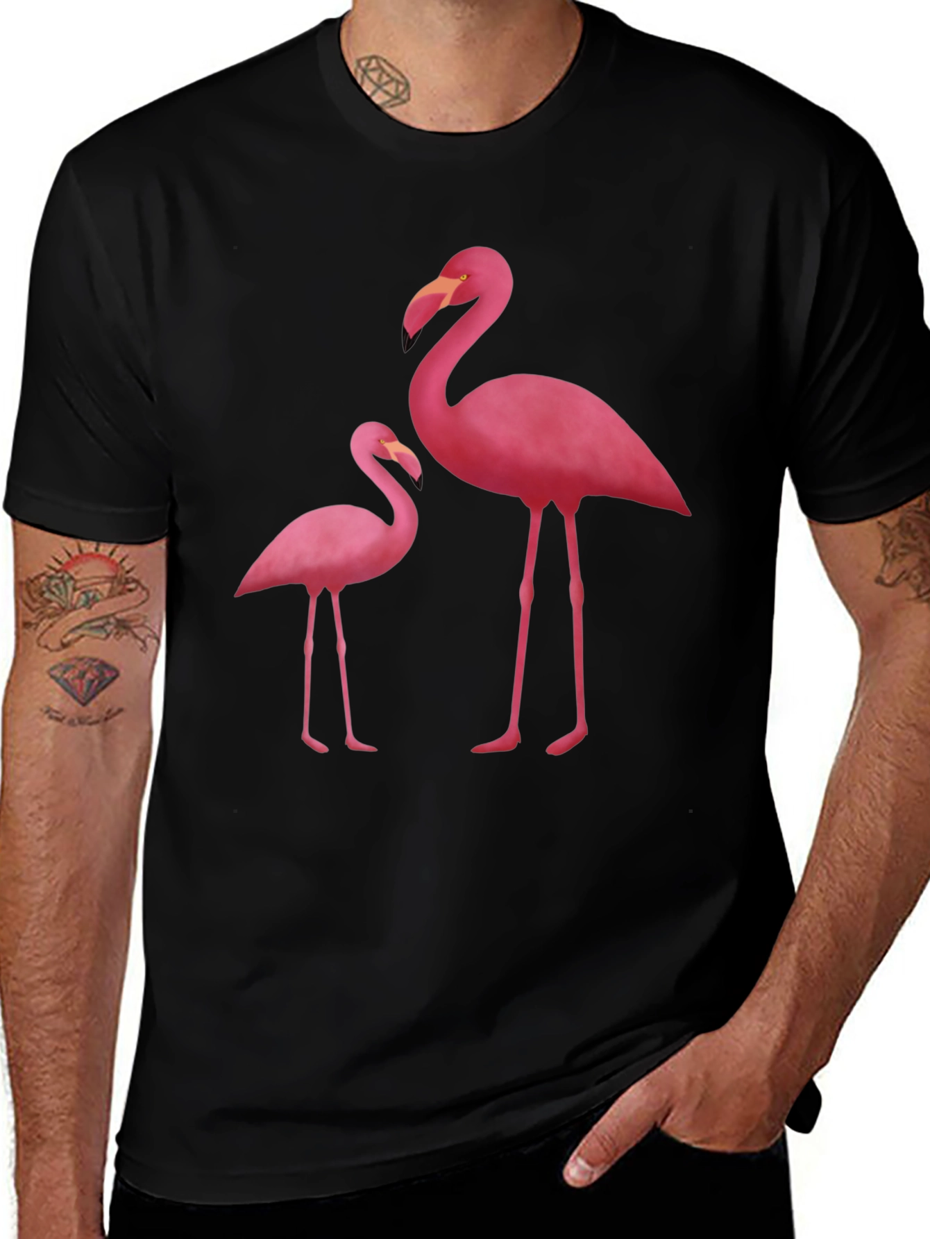 Variant 26 of Flamingo Graphic Tee - Black Cotton Blend