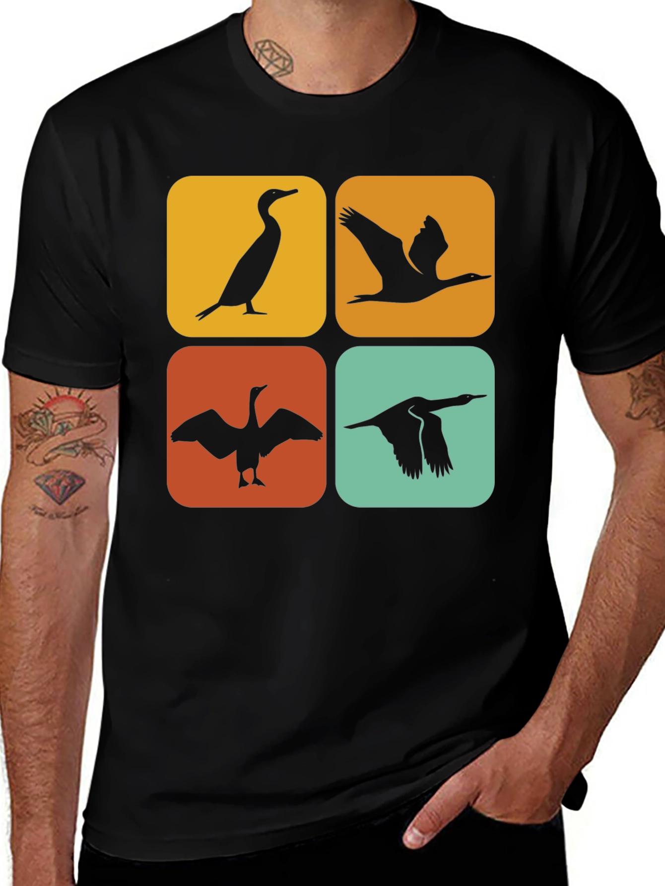 Variant 22 of Retro Cormorant Bird Silhouette T-Shirt