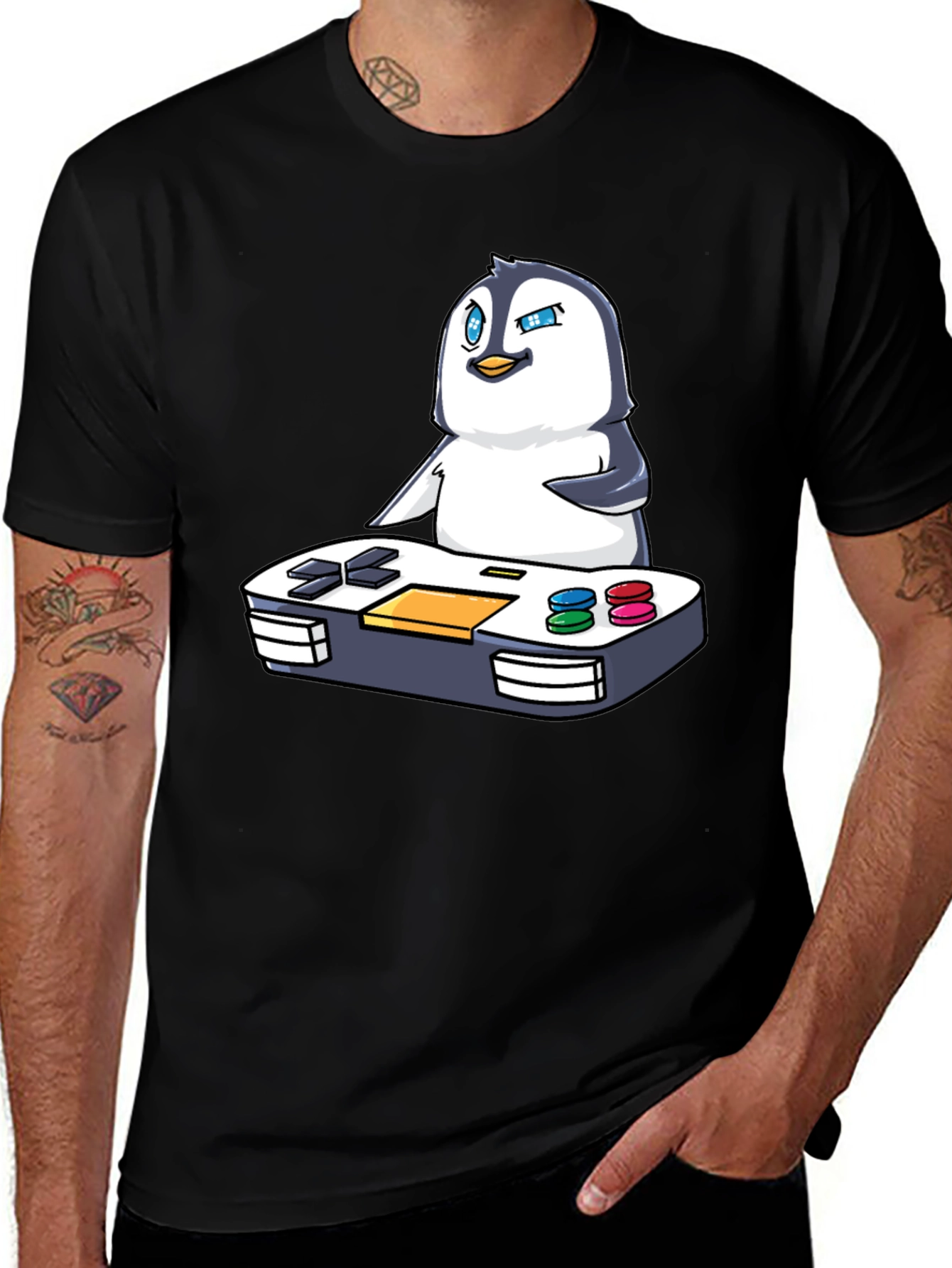 Variant 7 of Gamer Penguin T-Shirt - Funny Geeky Style