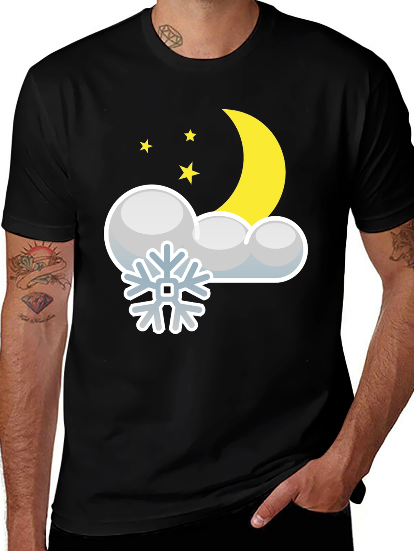 Variant 29 of Snowy Night Graphic Tee - Black Cotton Blend