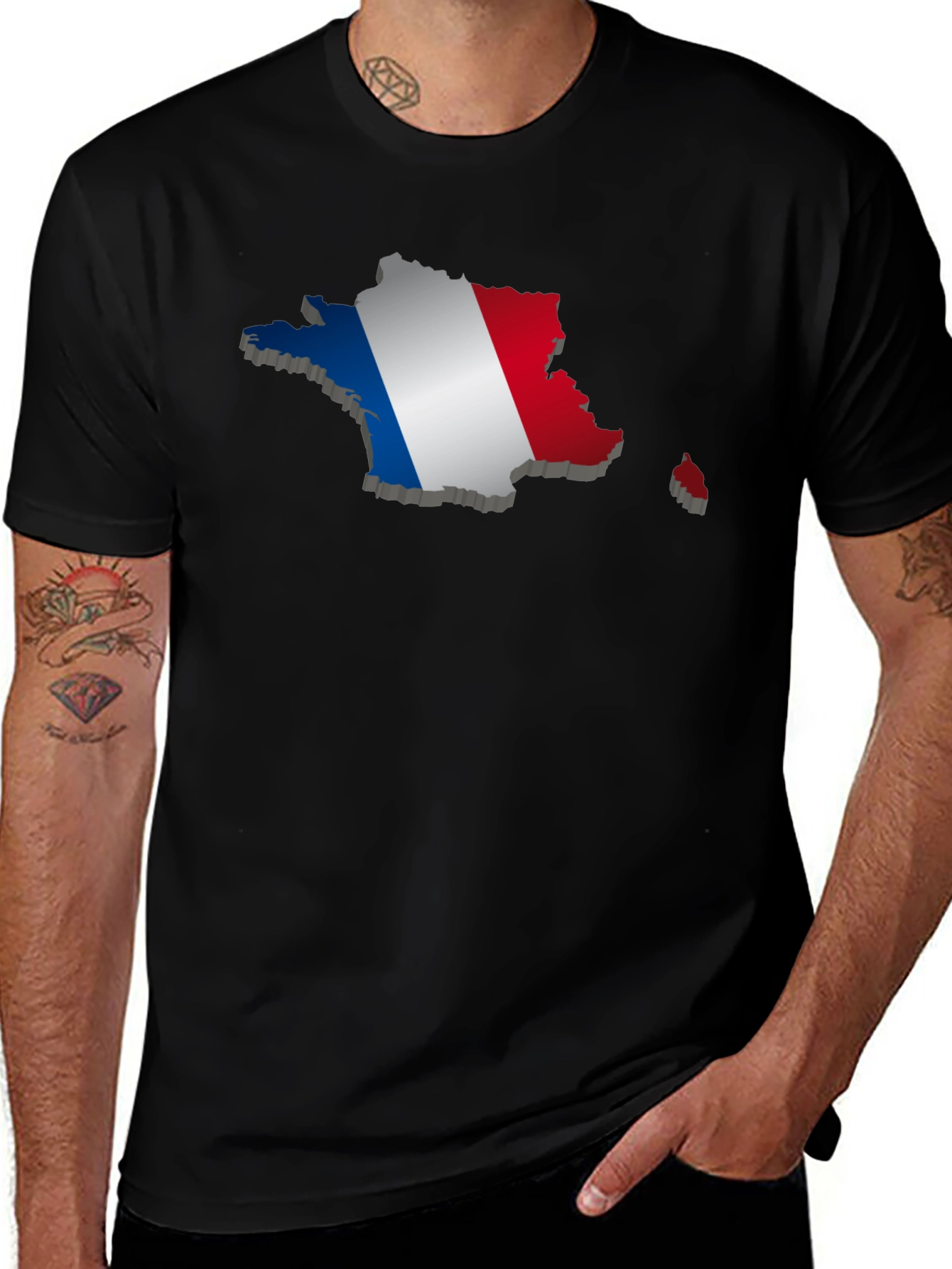 France Flag Map T-Shirt - Black Graphic Tee