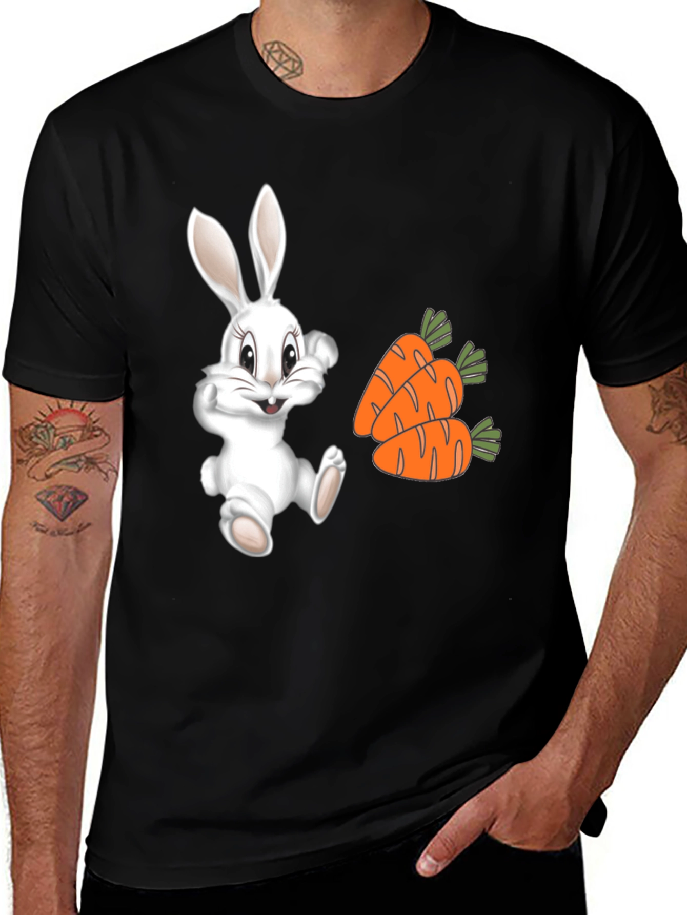 Variant 14 of Cute Bunny and Carrot Graphic Tee