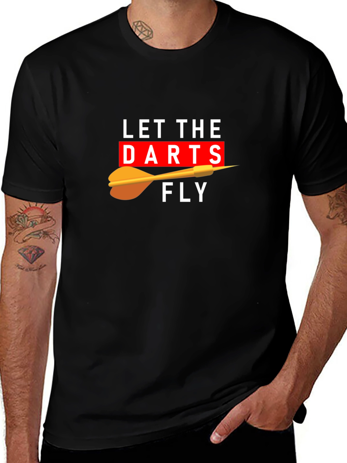 Variant 4 of Let the Darts Fly Black Graphic Tee