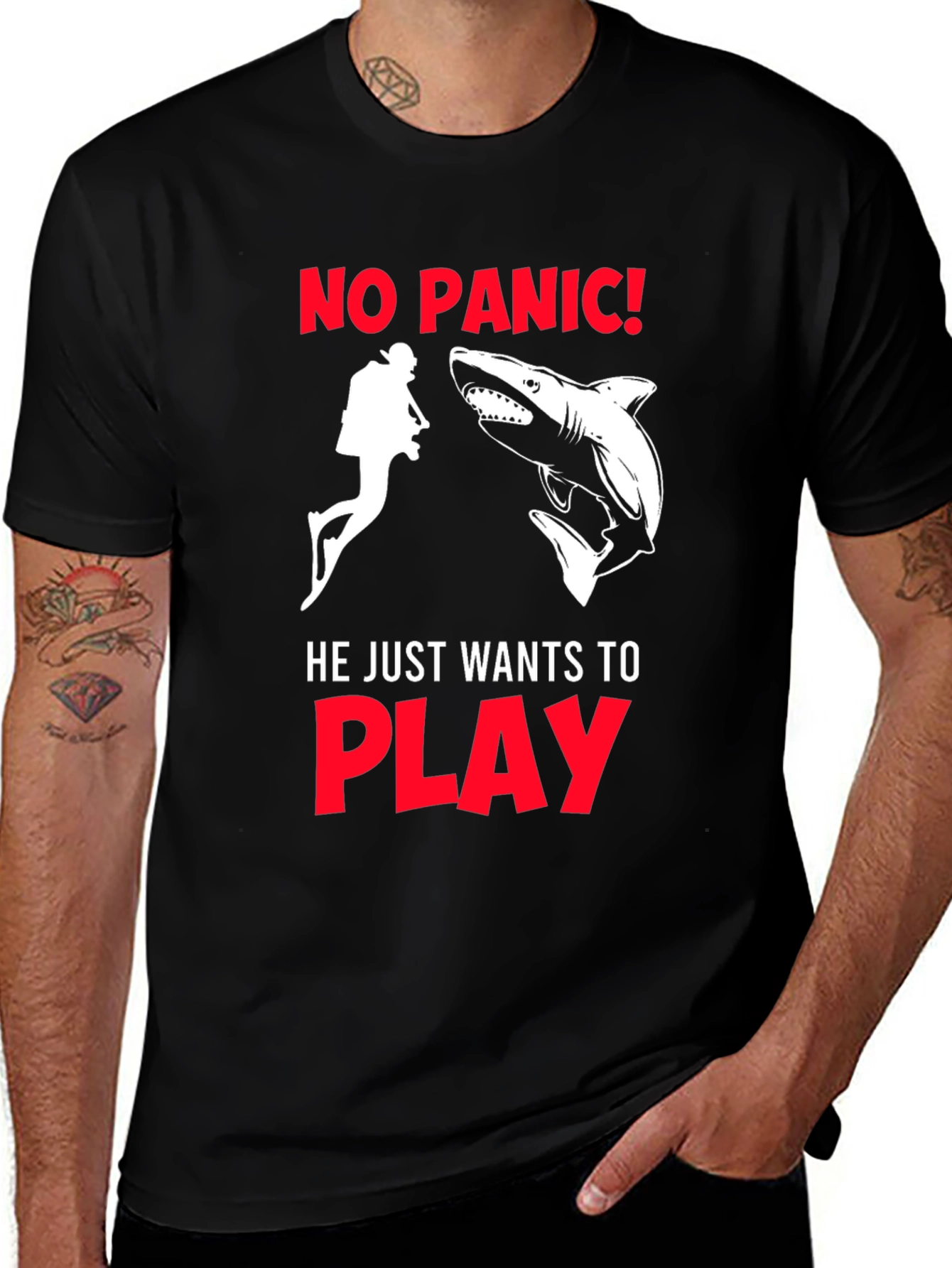 Variant 8 of No Panic Shark T-Shirt