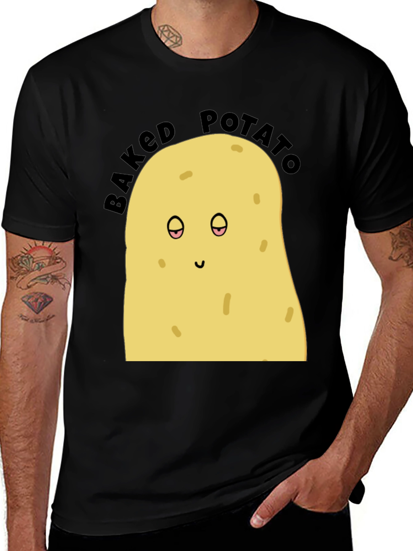 Black Baked Potato Graphic Tee - Funny Food Shirt main image