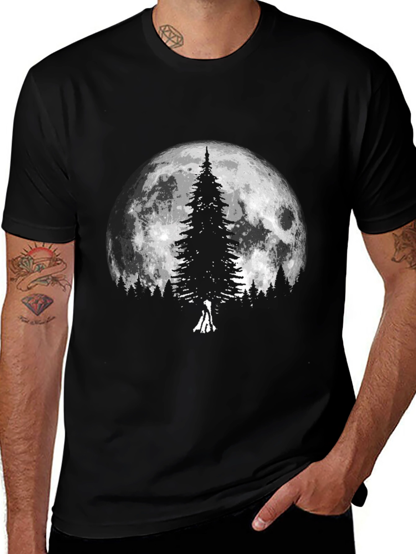 Variant 12 of Moonlit Tree Graphic T-Shirt - Black