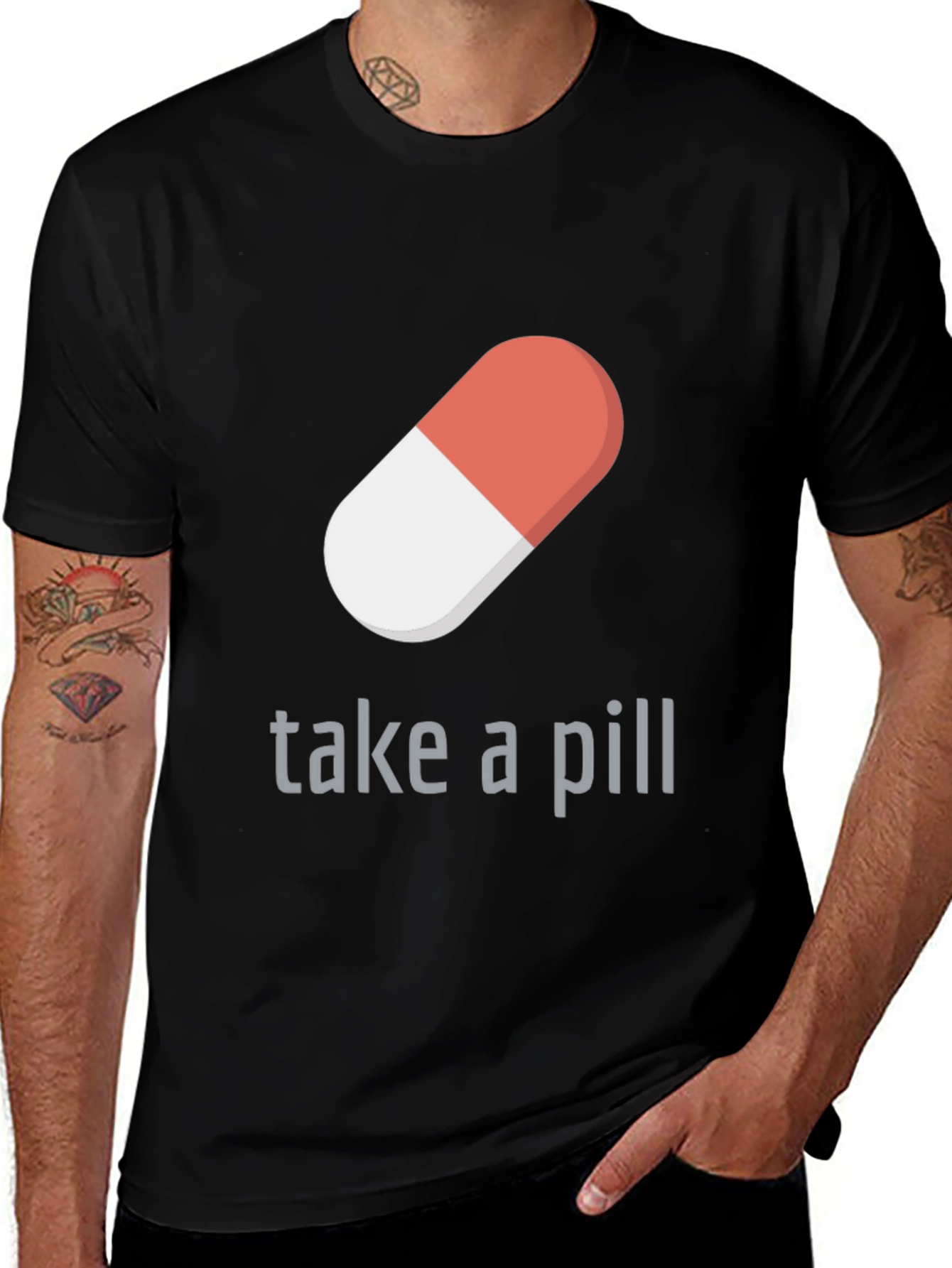 Variant 7 of Take a Pill Graphic T-Shirt - Humorous Design