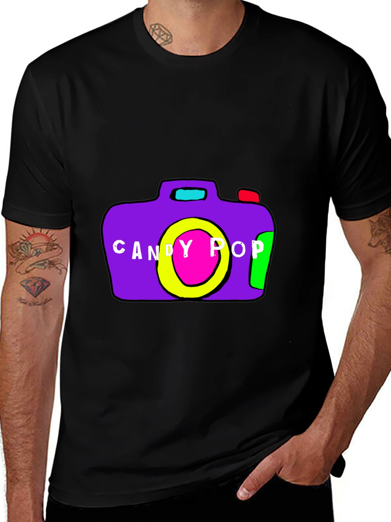 Variant 8 of Candy Pop Camera Graphic Tee - Black