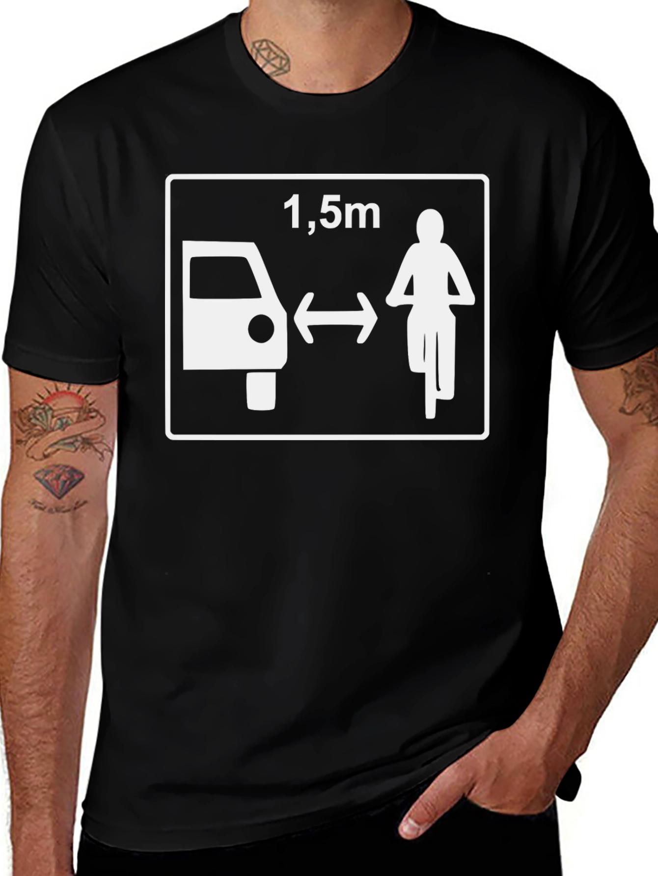 Variant 3 of Maintain Safe Distance Bike Car T-Shirt