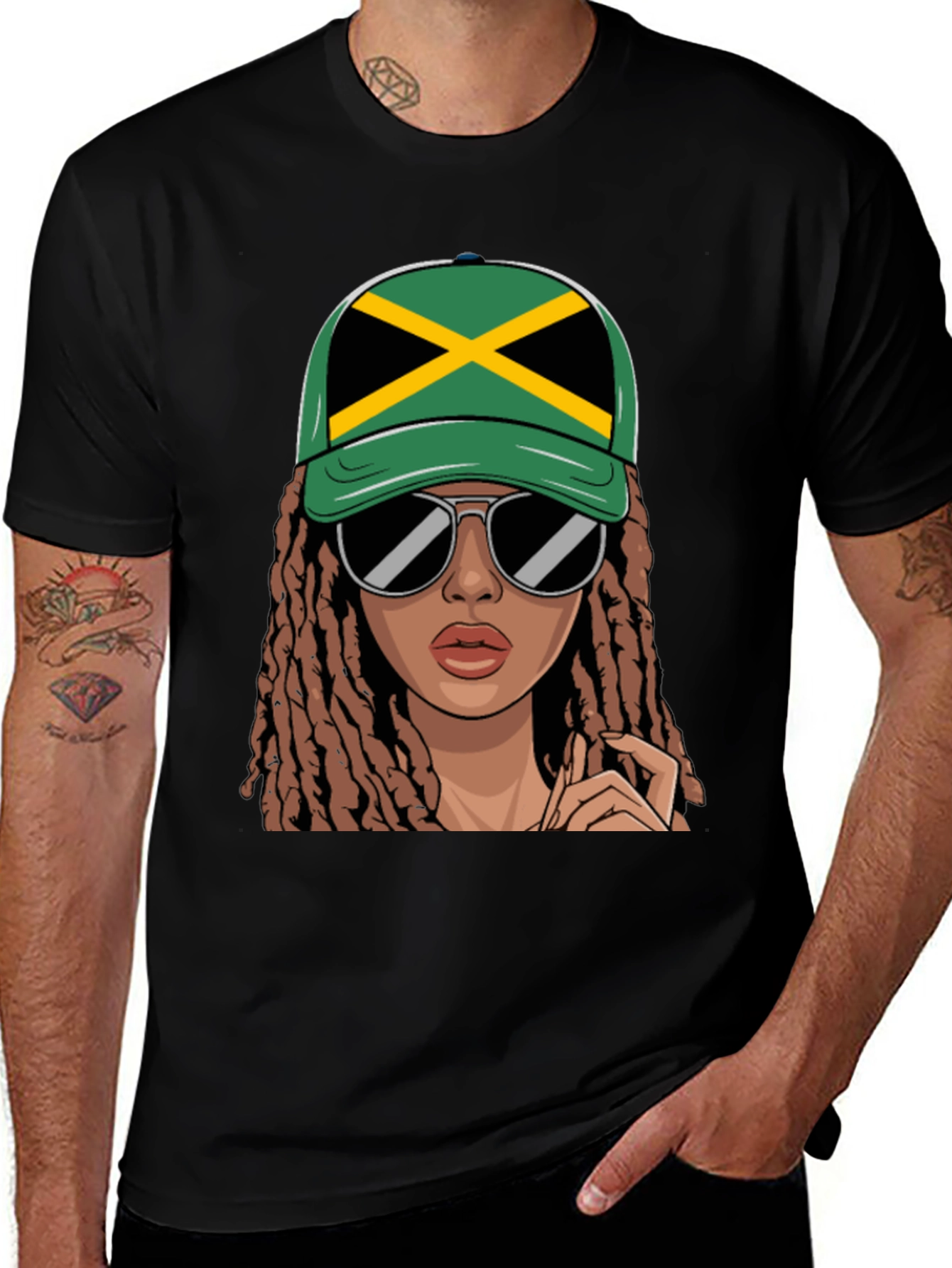Variant 2 of Jamaican Flag Hat Girl Graphic Tee