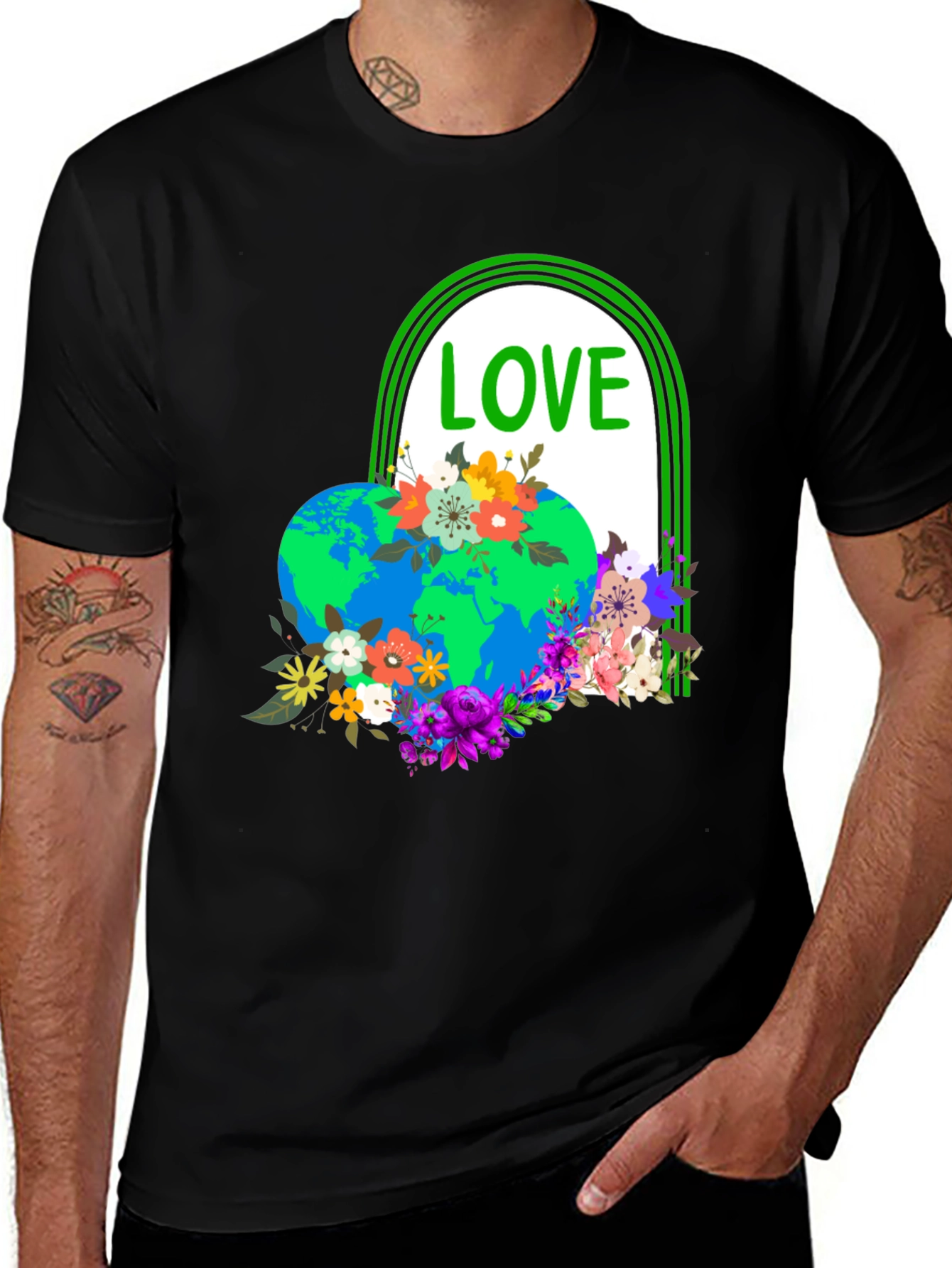 Variant 20 of Love Earth T-Shirt - Floral Globe Design