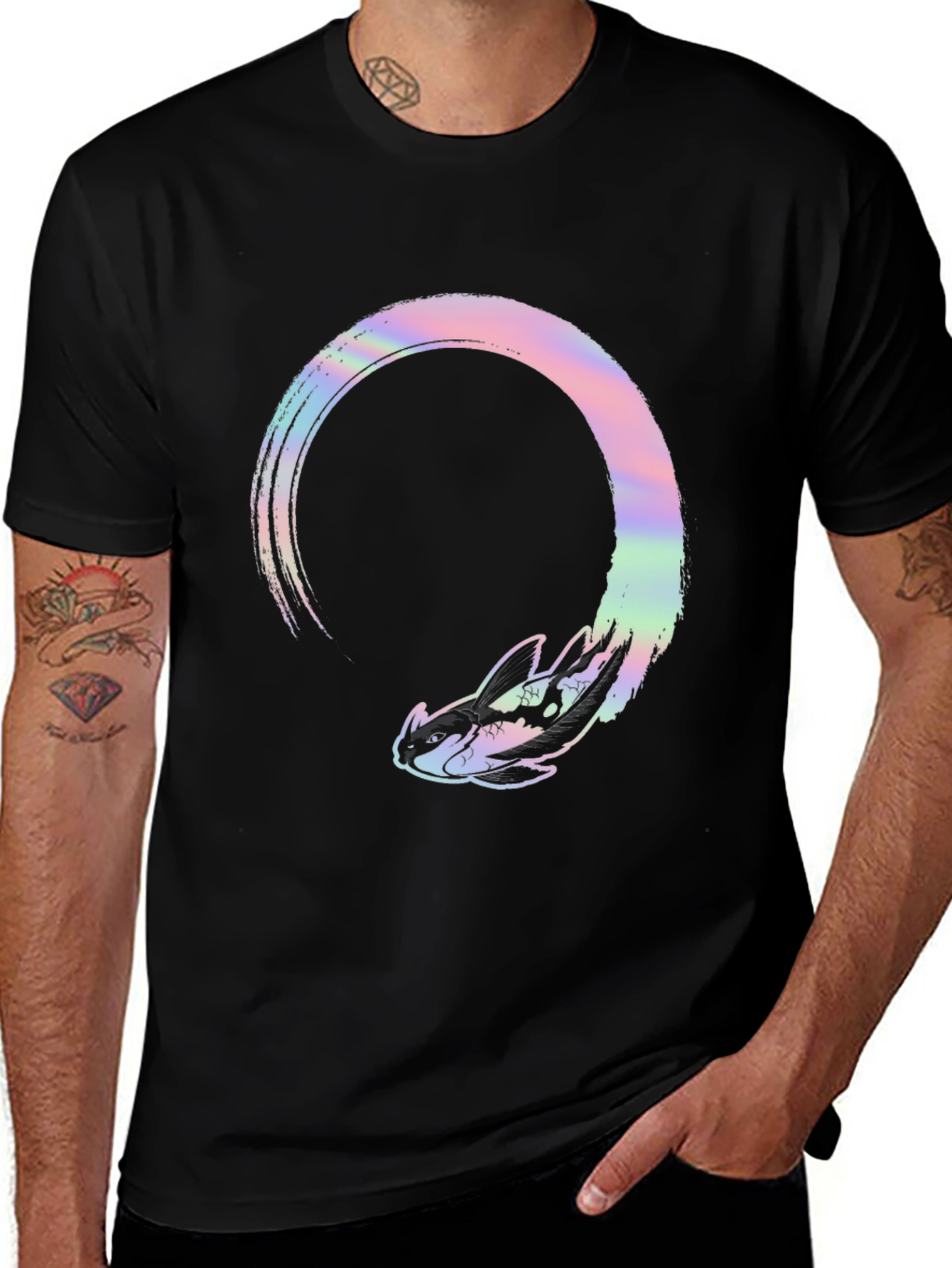 Variant 9 of Abstract Dragon Graphic Tee - Black