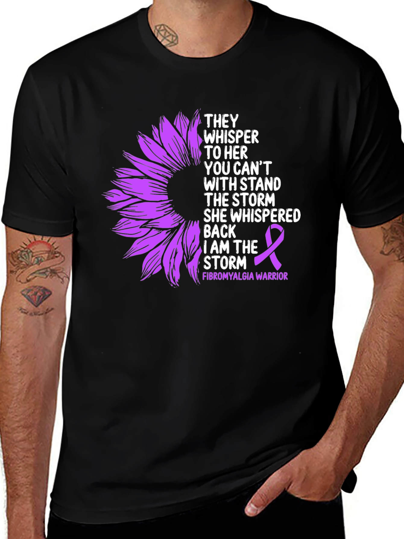 Variant 24 of Fibromyalgia Warrior Purple Flower T-Shirt