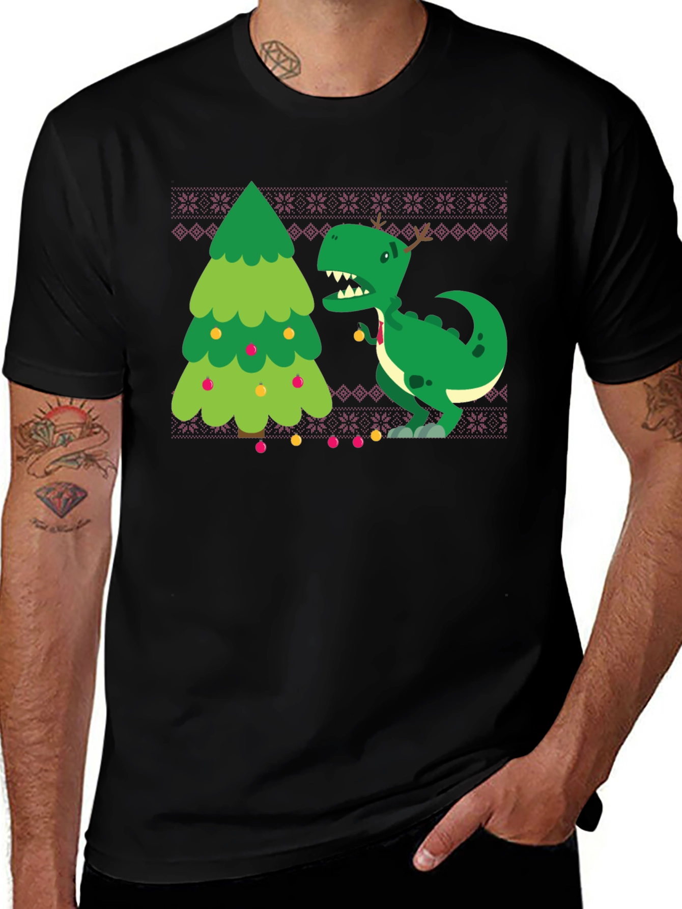 Festive Dinosaur Christmas T-Shirt