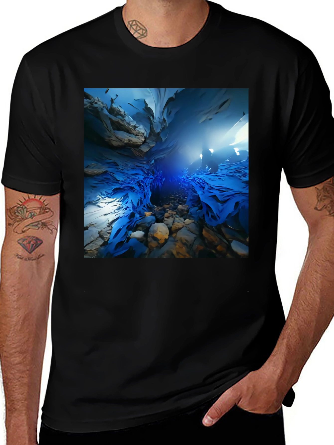 Variant 16 of Abstract Cave Print Black T-Shirt