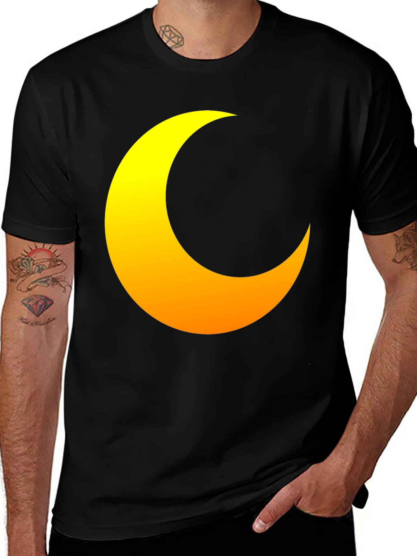 Variant 6 of Crescent Moon Graphic Tee - Black Cotton T-Shirt