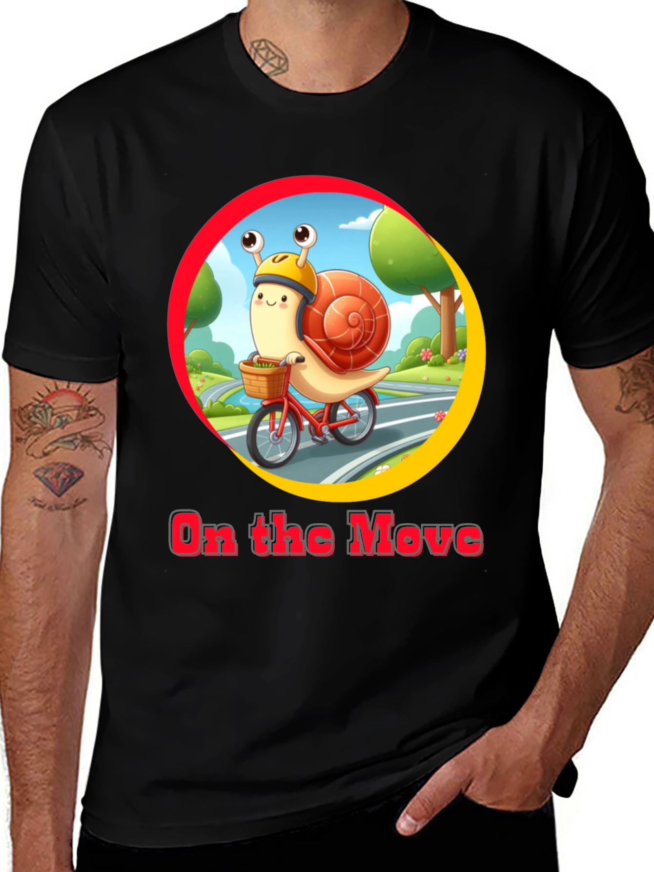Variant 11 of Snail On The Move Black T-Shirt