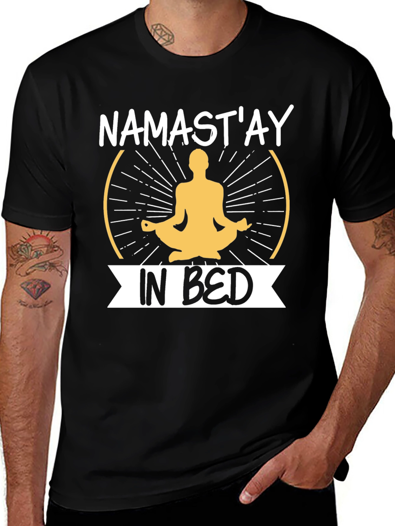 Variant 5 of Namast'ay In Bed Men's Black T-Shirt