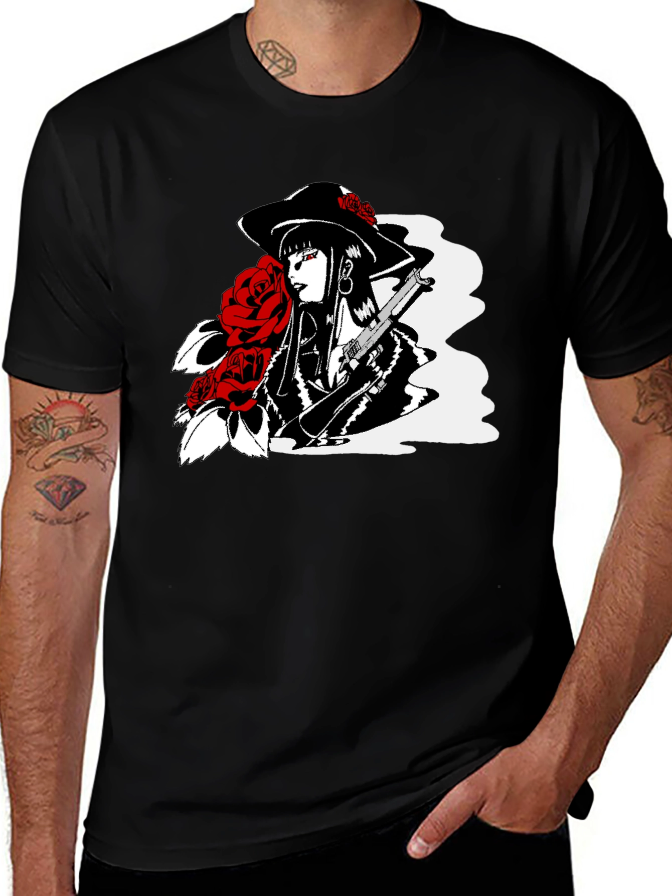 Variant 12 of Noir Rose T-Shirt - Edgy Graphic Tee