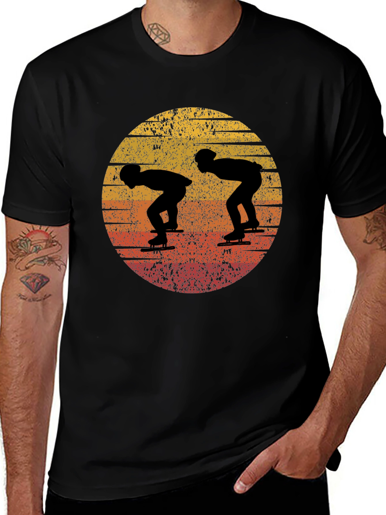 Retro Speed Skating Sunset Graphic Tee