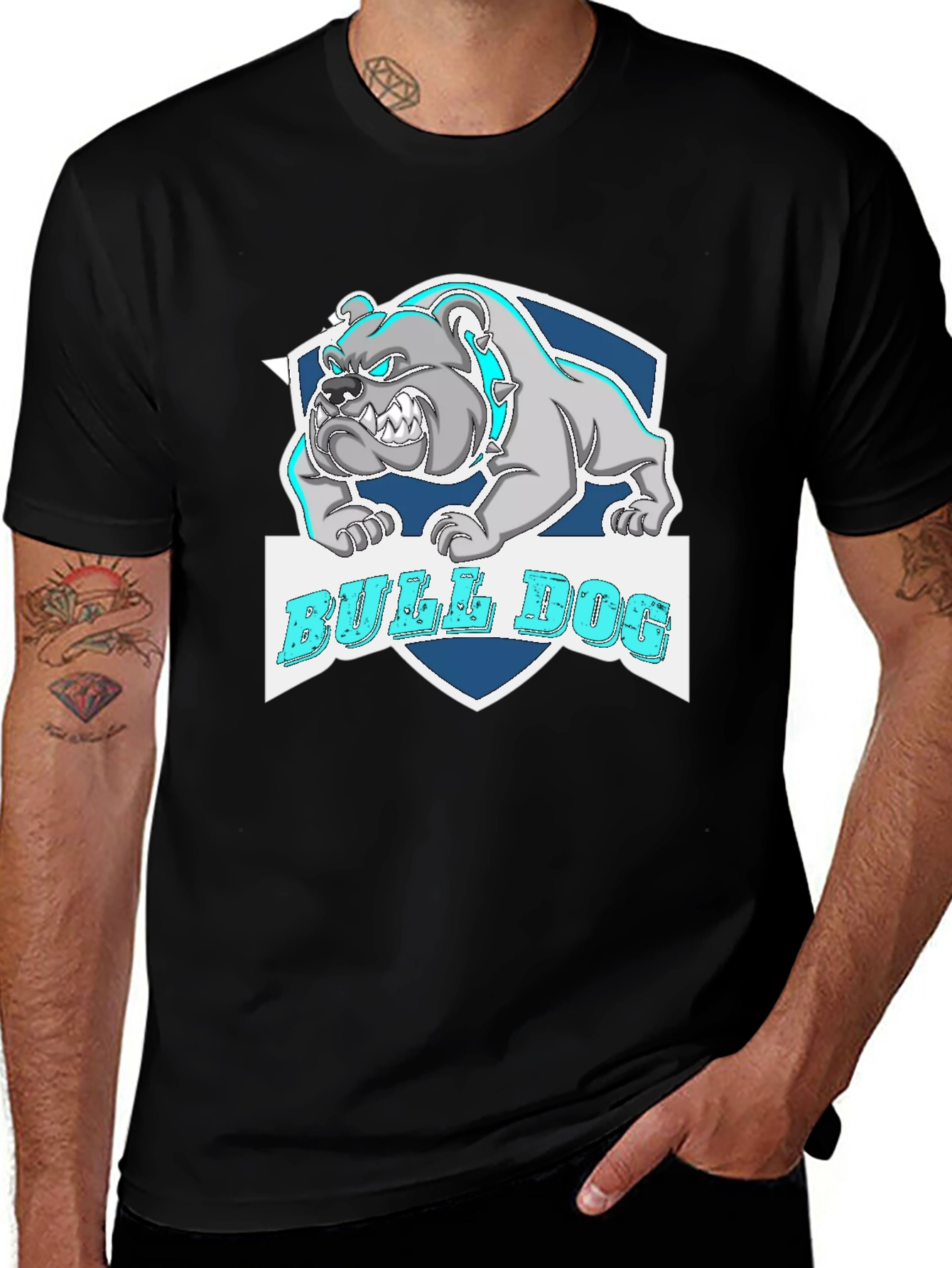 Variant 25 of Bulldog Graphic Print Black T-Shirt