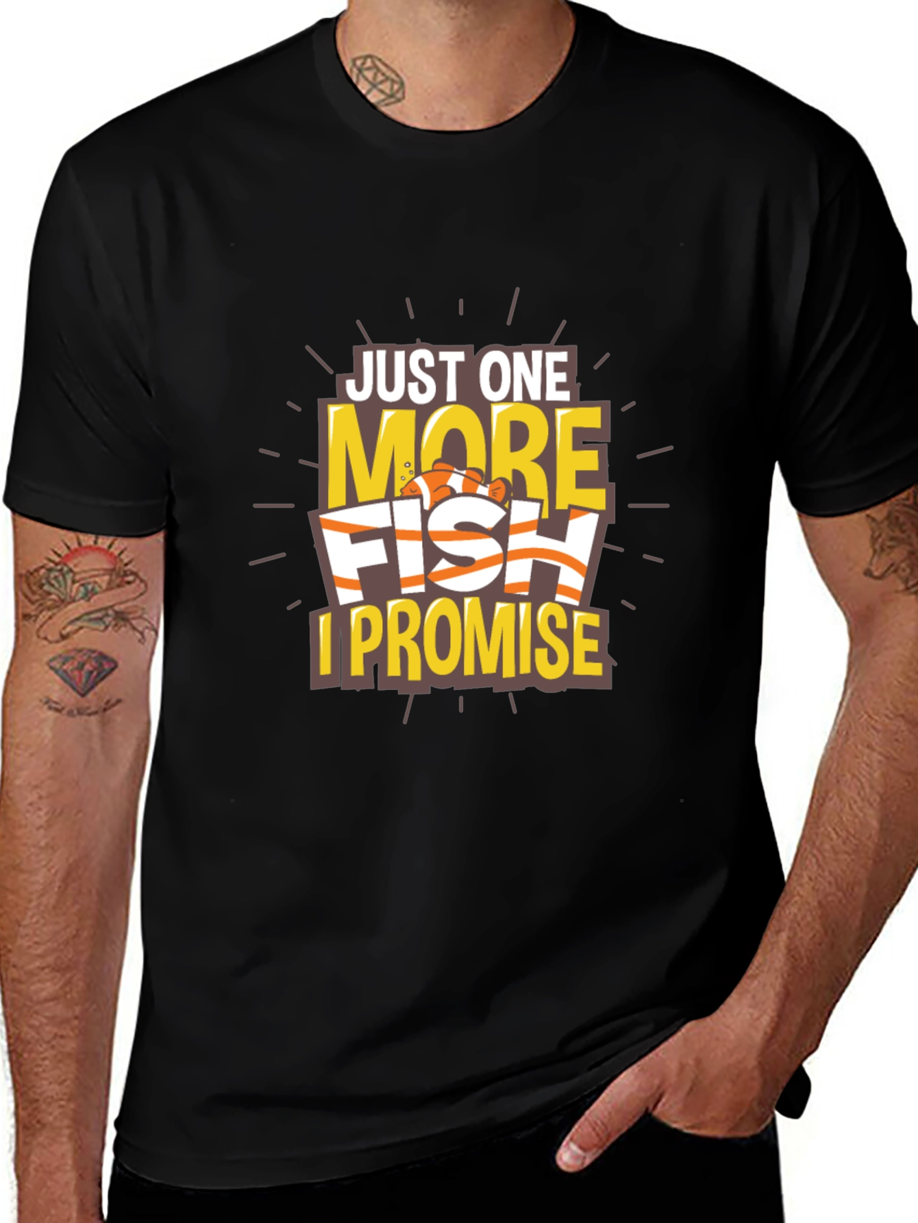 Variant 15 of Just One More Fish I Promise Black T-Shirt