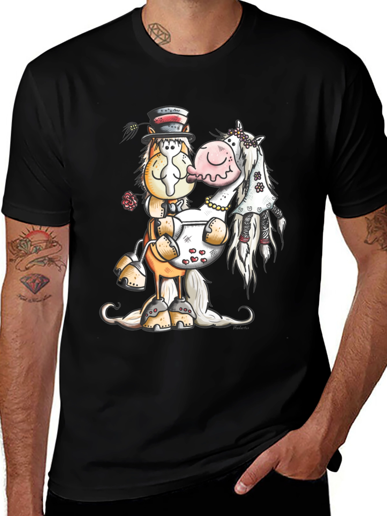 Variant 7 of Horse Wedding T-Shirt, Groom Bride