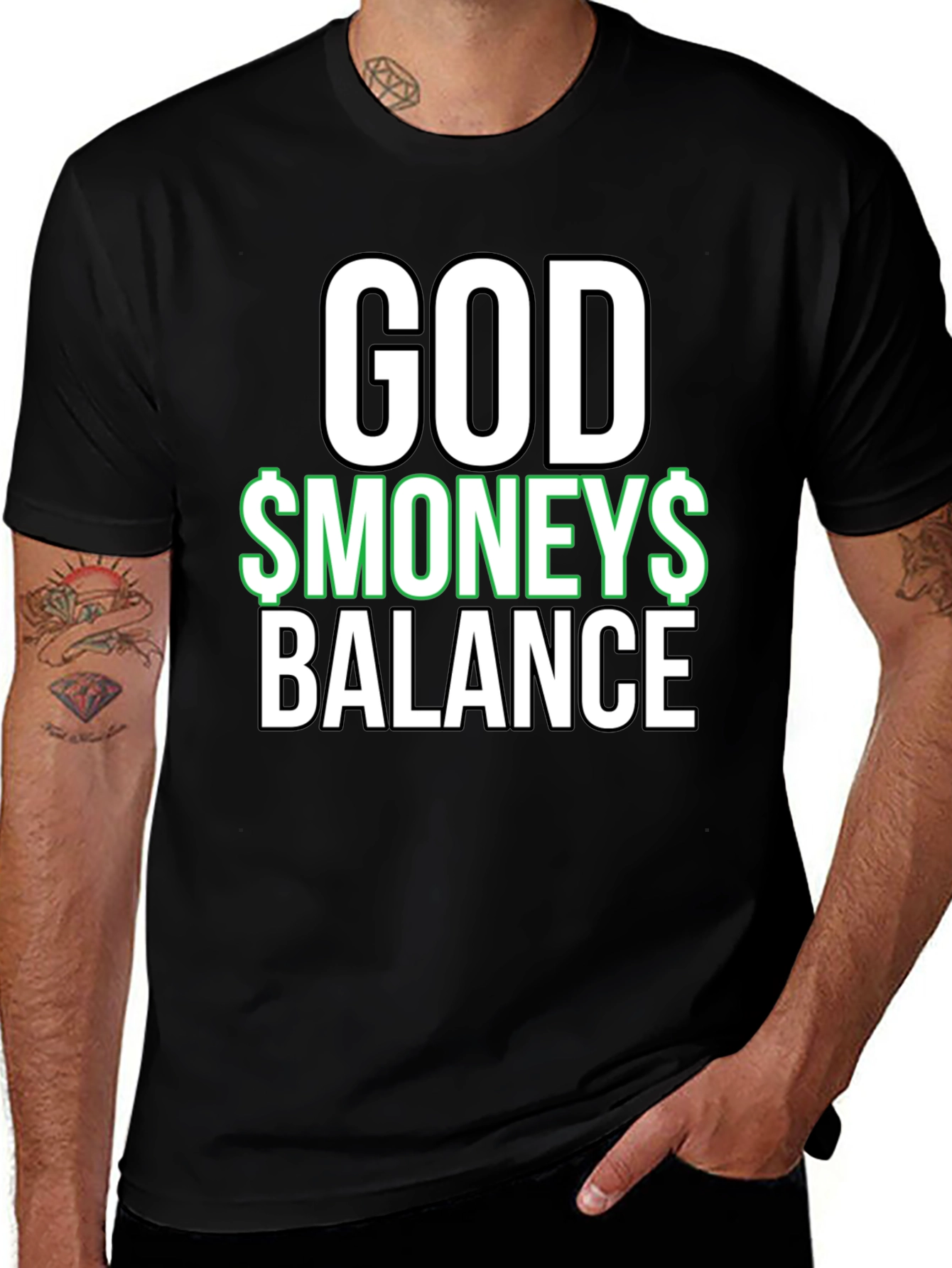 Variant 5 of God Money Balance Black T-Shirt