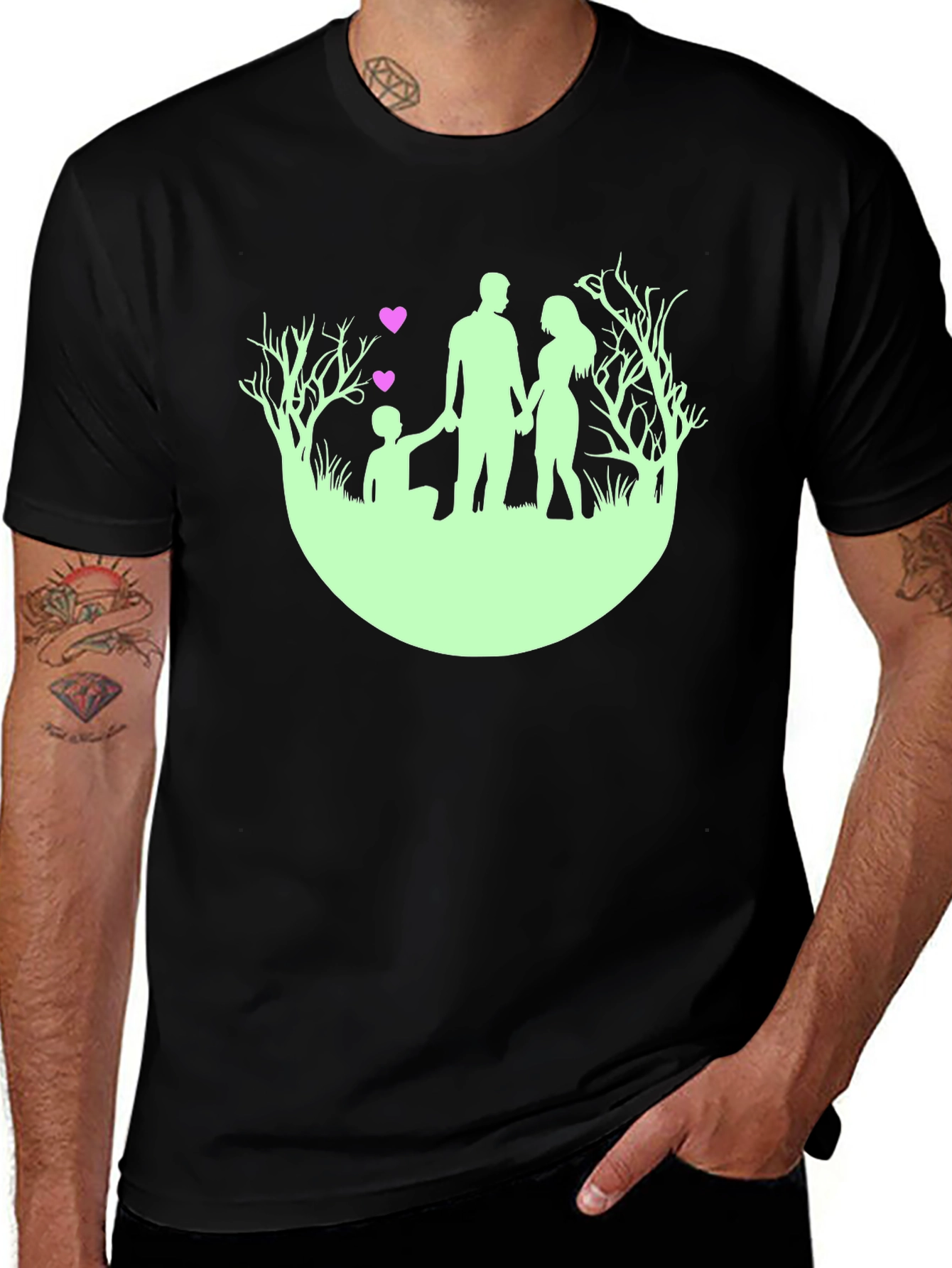 Family Silhouette Black T-Shirt
