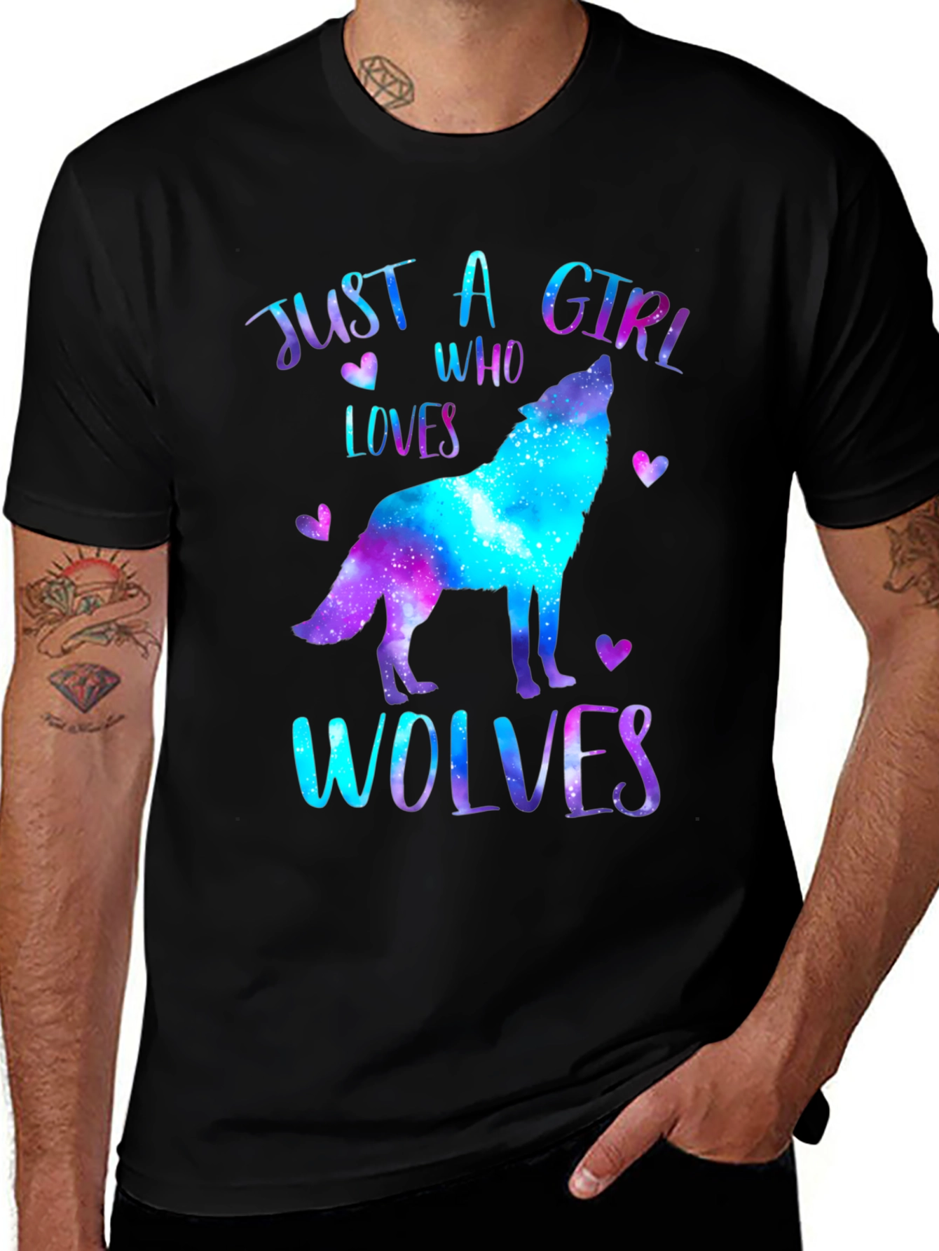 Variant 27 of Wolf Lover Galaxy Print T-Shirt