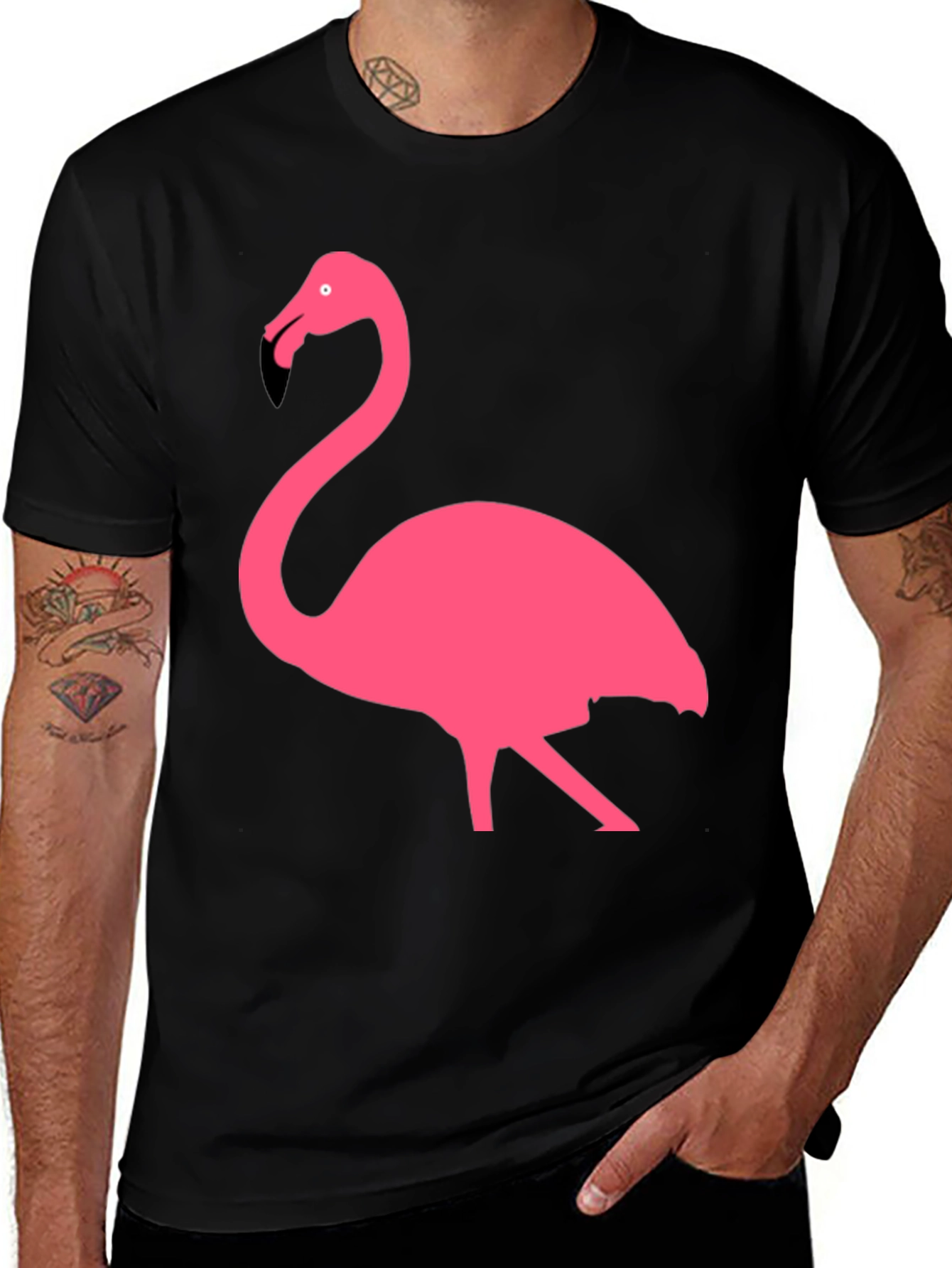 Variant 21 of Flamingo Graphic Tee - Men's Black T-Shirt