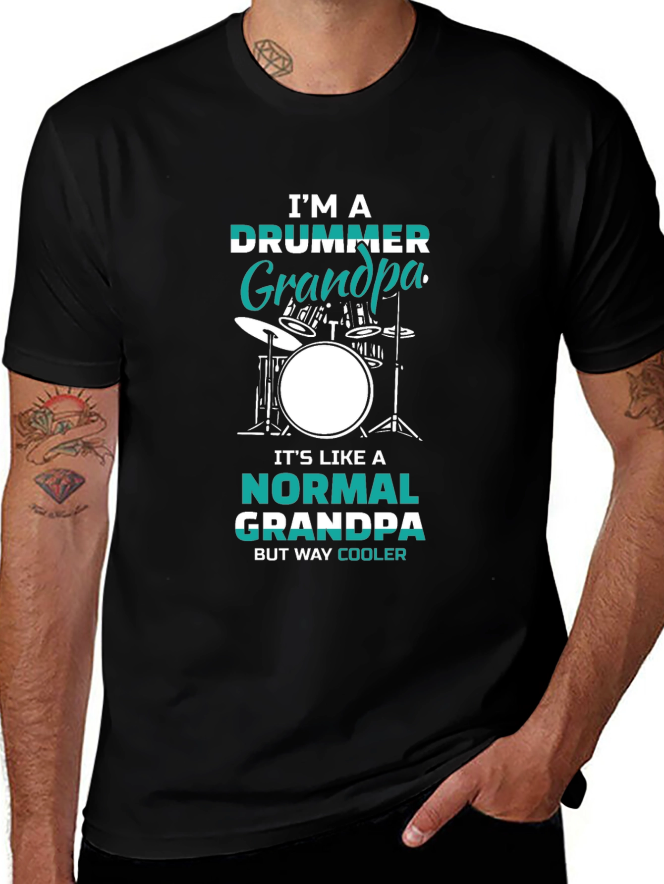 Variant 29 of Drummer Grandpa Graphic T-Shirt - Cool Grandpa