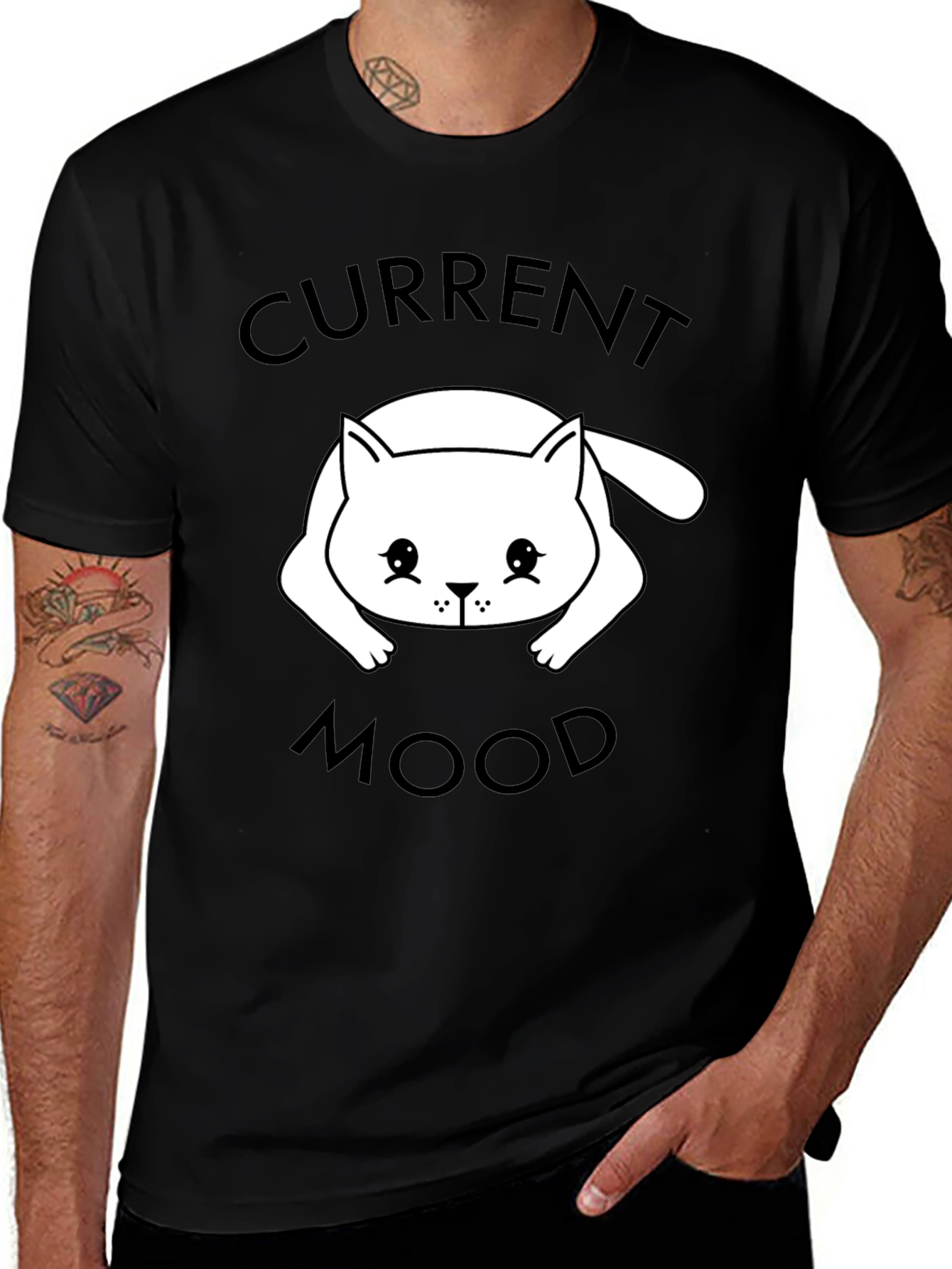 Variant 10 of Current Mood Cat T-Shirt - Unisex Black Tee