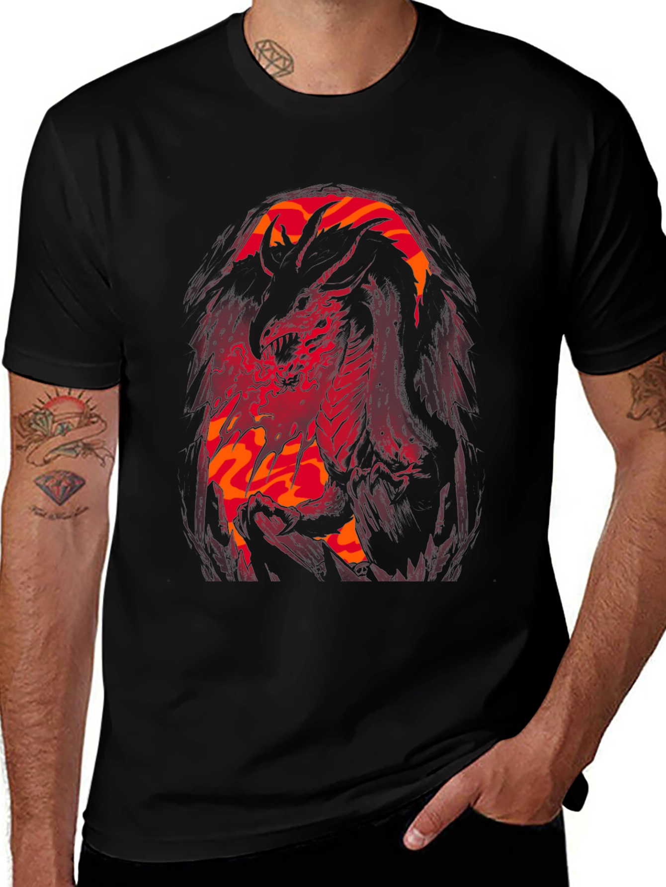 Variant 30 of Fiery Dragon Graphic Print Tee - Black