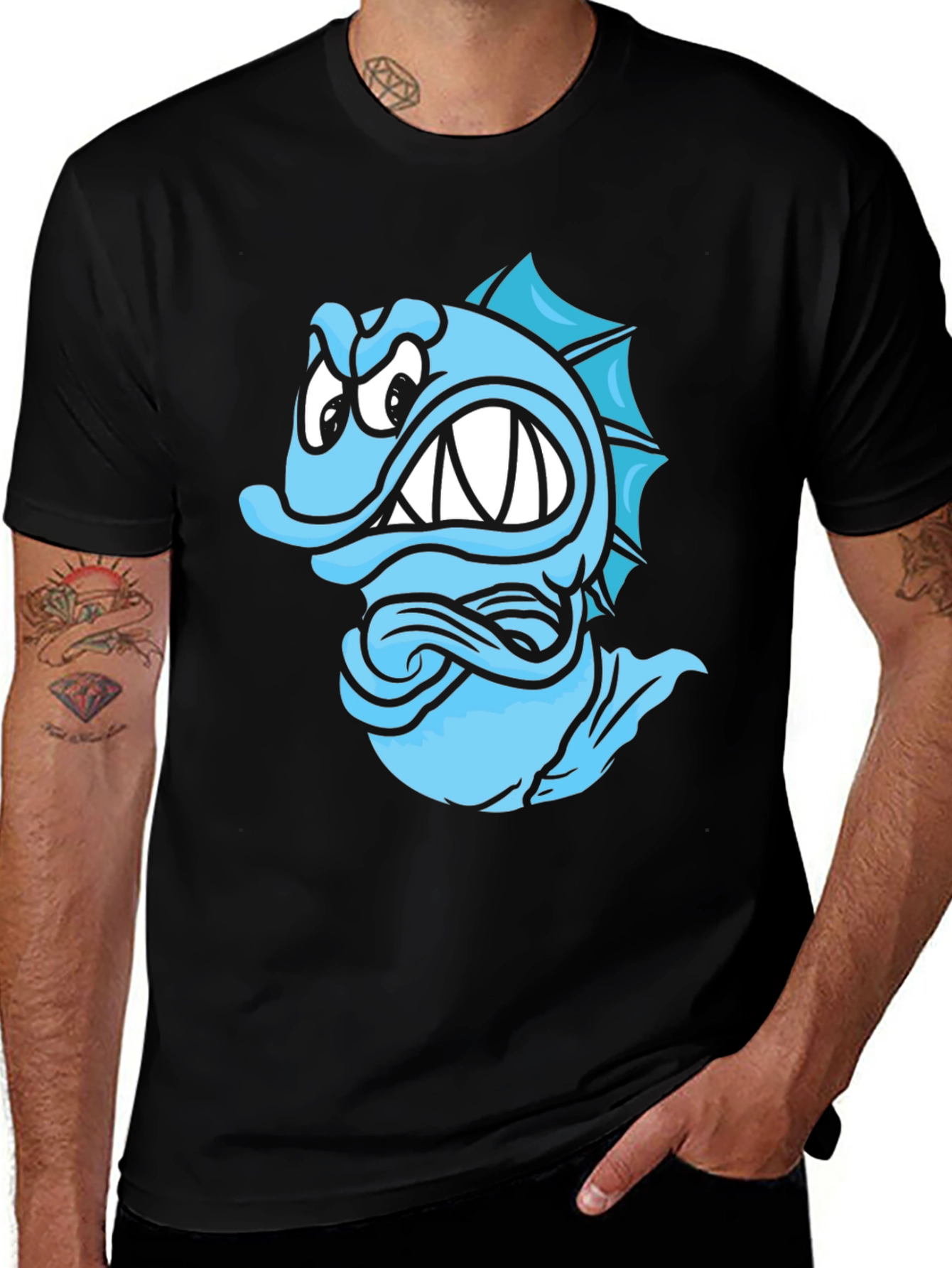 Variant 15 of Angry Blue Fish Graphic T-Shirt