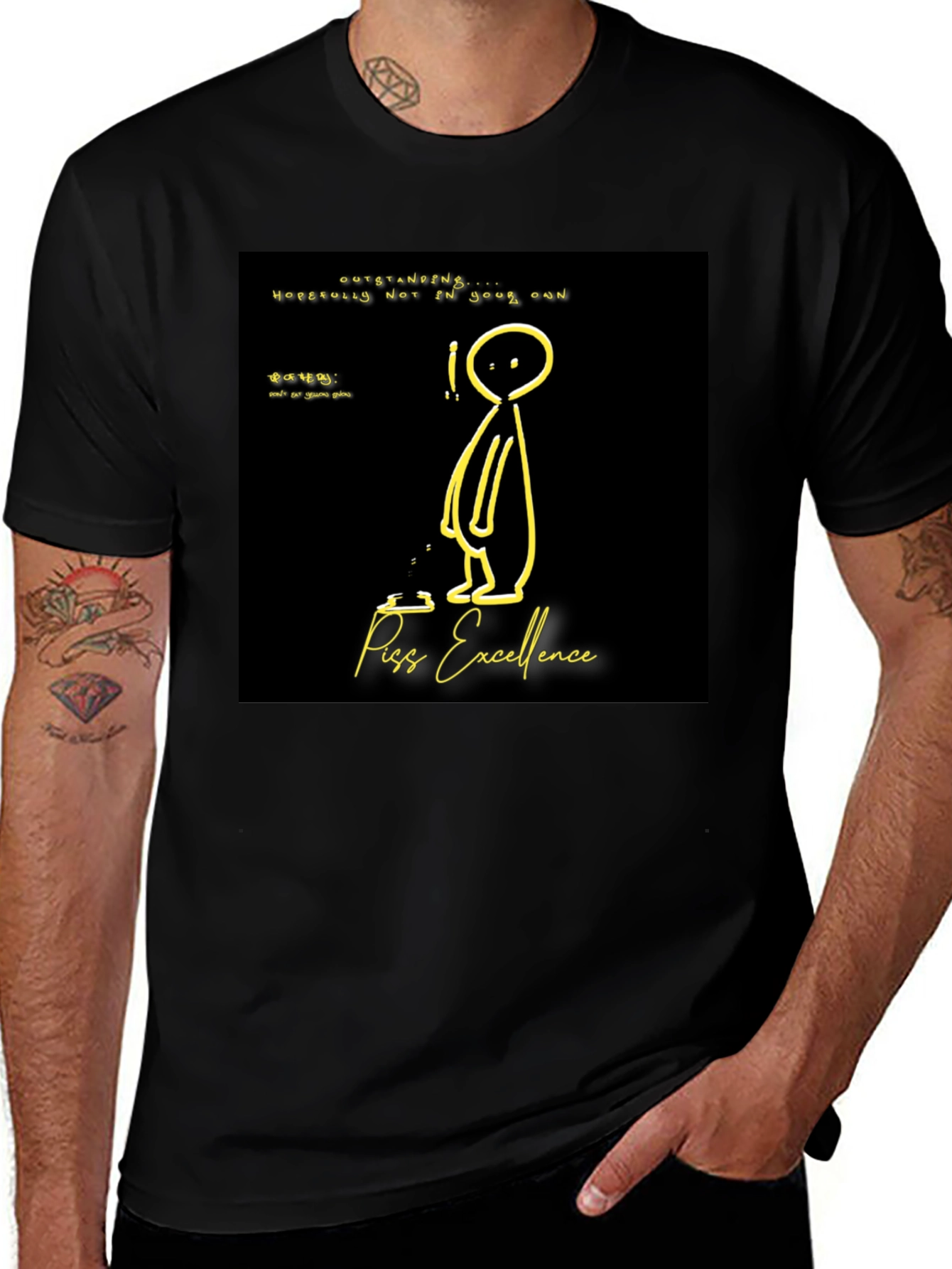 Variant 18 of Piss Excellence Graphic T-Shirt - Black Cotton Tee