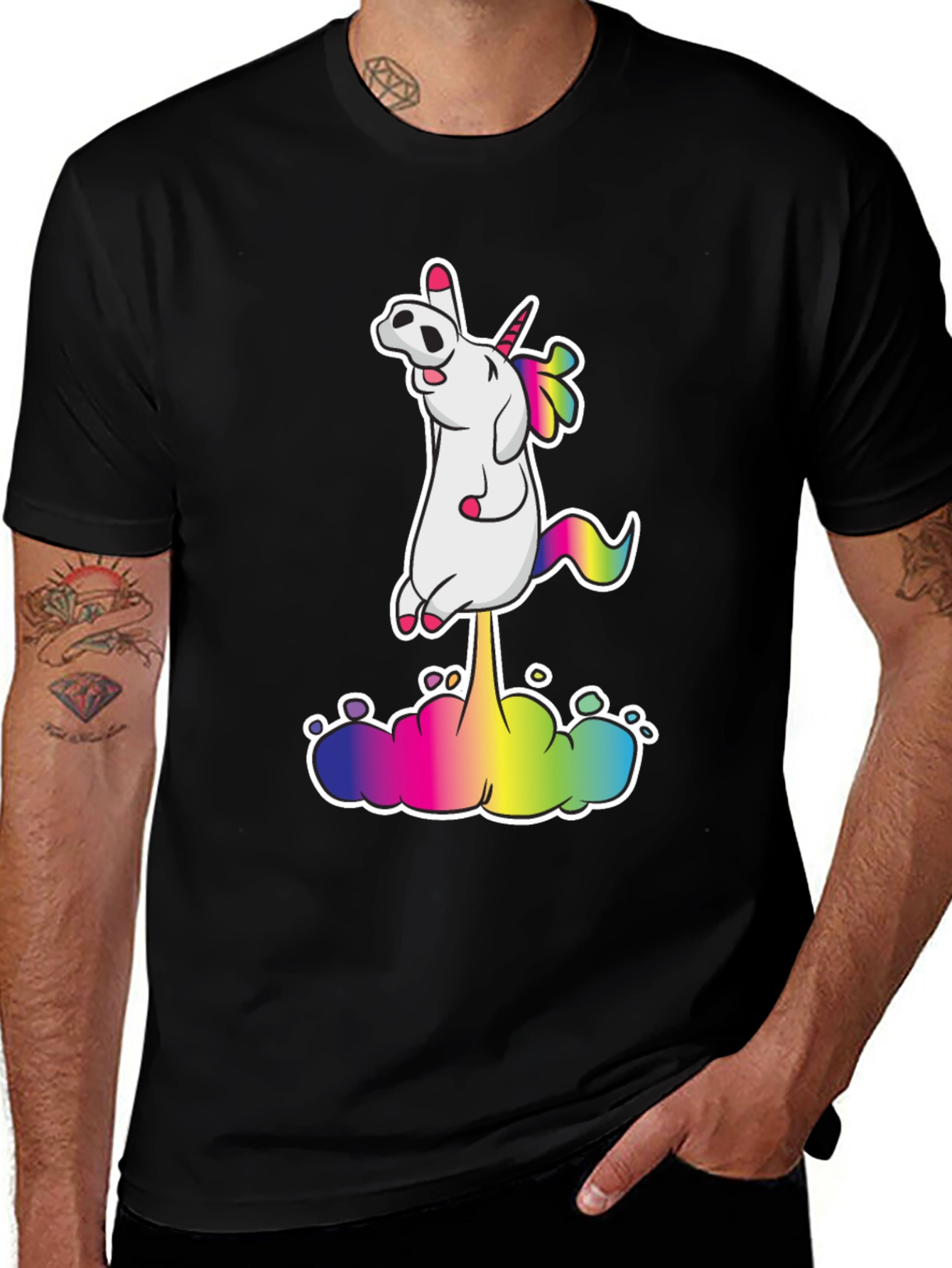 Variant 25 of Rainbow Unicorn Graphic Tee - Black