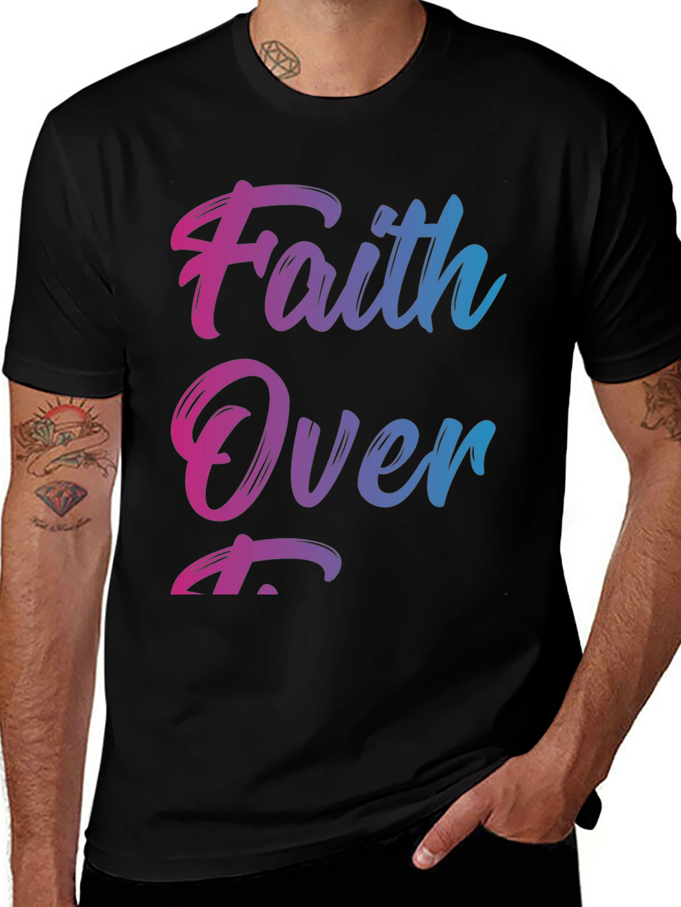 Variant 5 of Faith Over Fear T-Shirt - Stylish Gradient Design